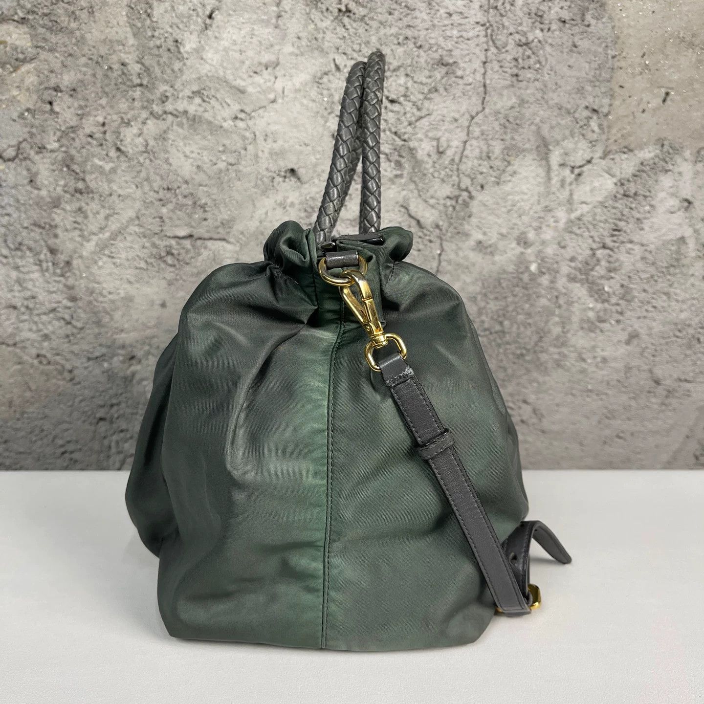 Prada Prada Green Nylon Braided Handle Handbag Size ONE SIZE - 4 Thumbnail