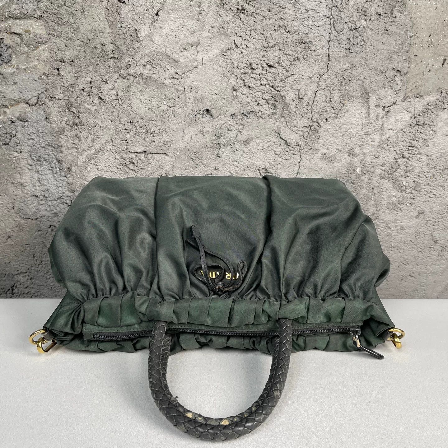 Prada Prada Green Nylon Braided Handle Handbag Size ONE SIZE - 6 Thumbnail