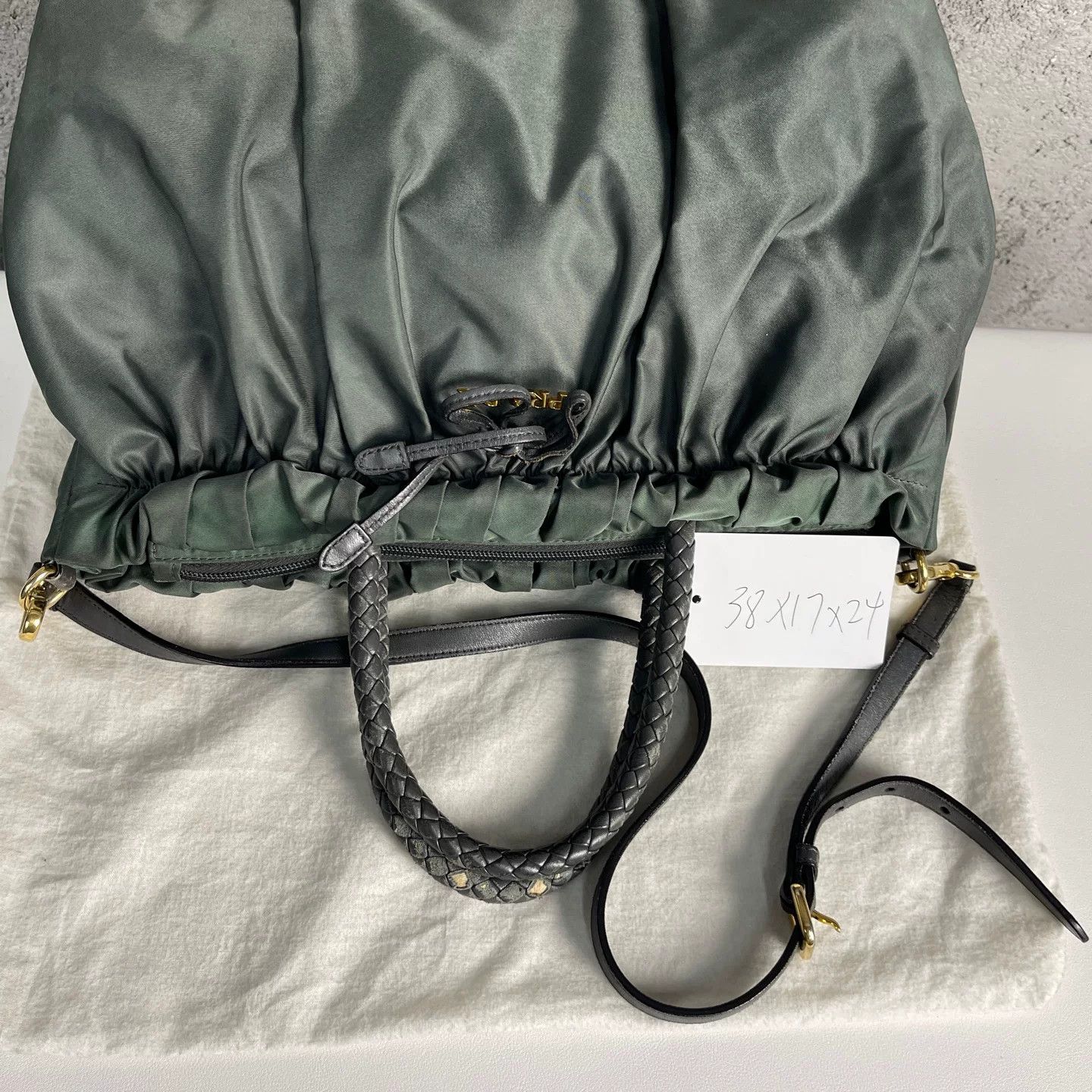 Prada Prada Green Nylon Braided Handle Handbag Size ONE SIZE - 9 Thumbnail