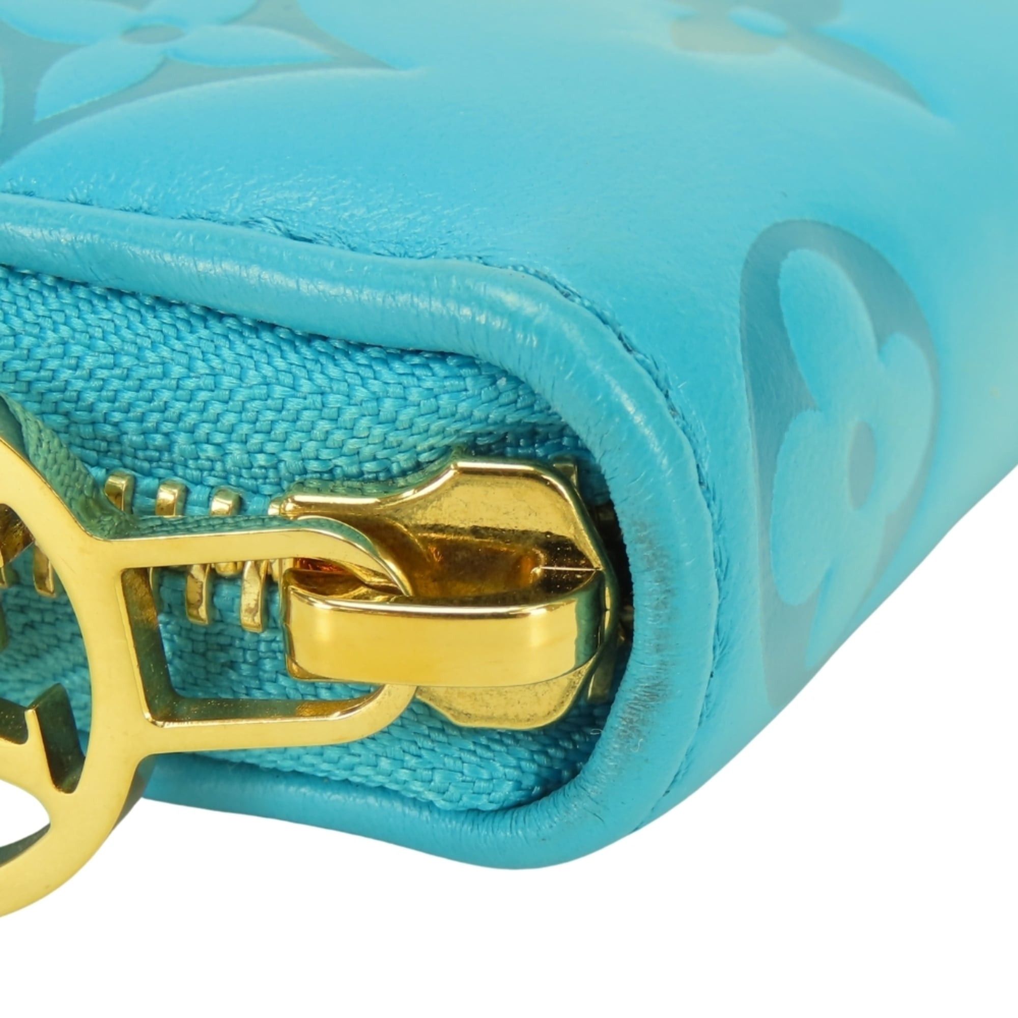 Louis Vuitton Louis Vuitton Zippy Wallet Coussin M81512 Monogram Turquoise Blue Embossed Long for Women LOUIS VUITTON Size ONE SIZE - 7 Thumbnail