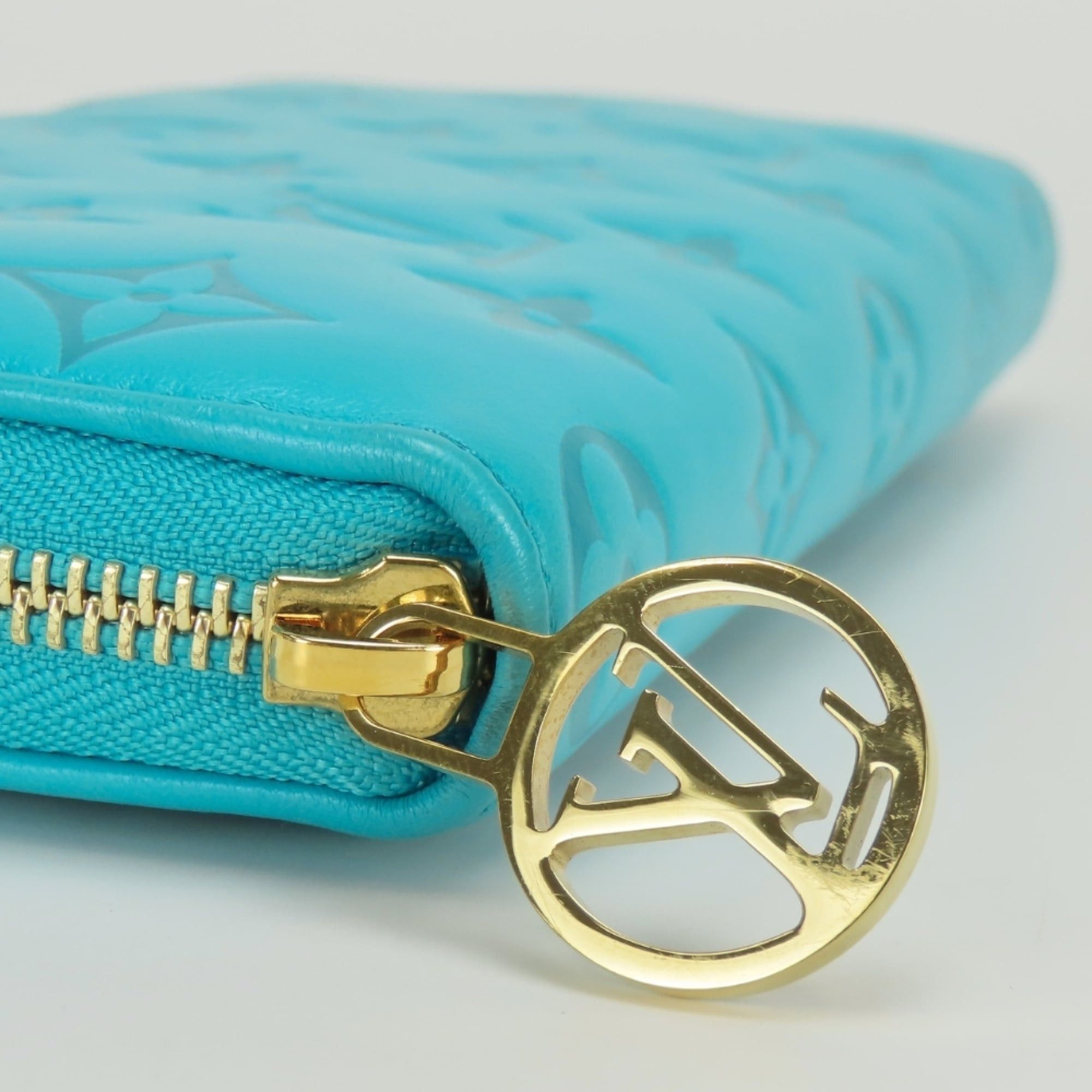 Louis Vuitton Louis Vuitton Zippy Wallet Coussin M81512 Monogram Turquoise Blue Embossed Long for Women LOUIS VUITTON Size ONE SIZE - 8 Thumbnail