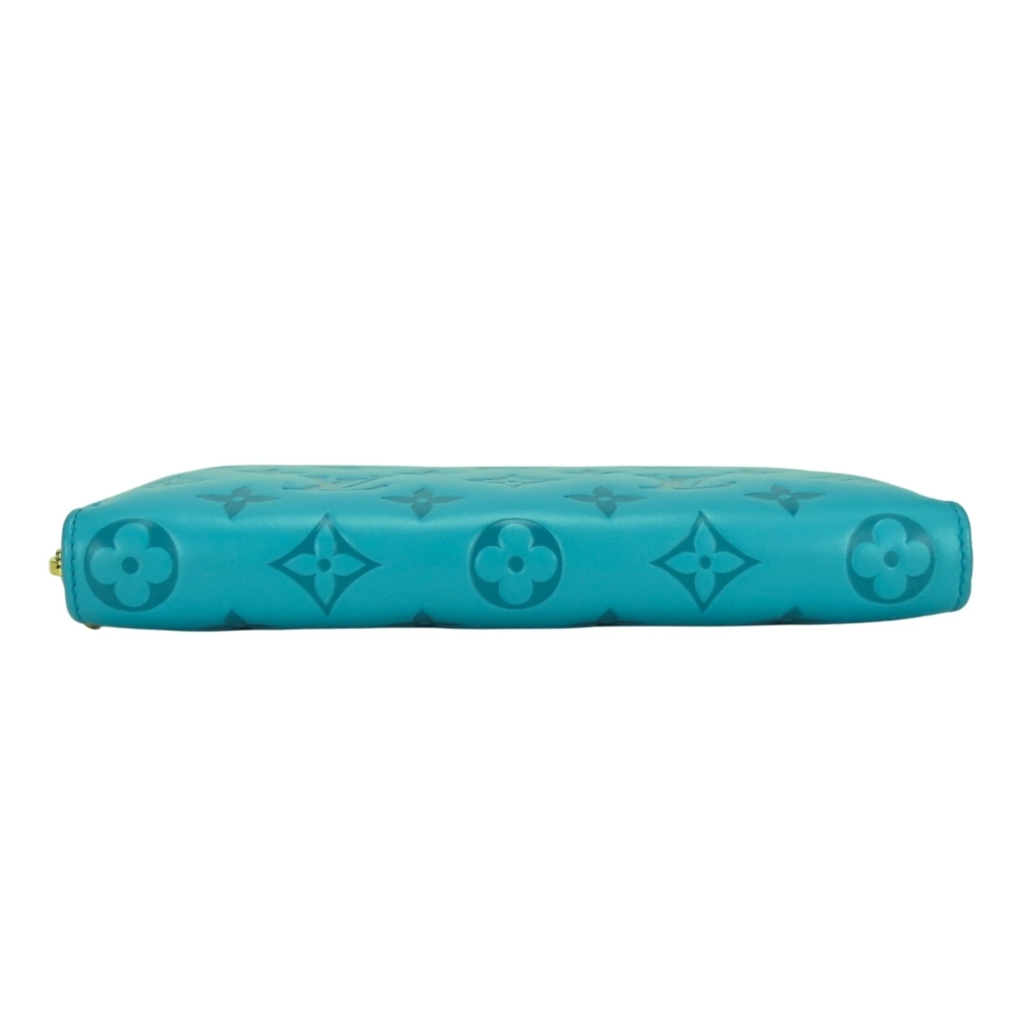 Louis Vuitton Louis Vuitton Zippy Wallet Coussin M81512 Monogram Turquoise Blue Embossed Long for Women LOUIS VUITTON Size ONE SIZE - 4 Thumbnail