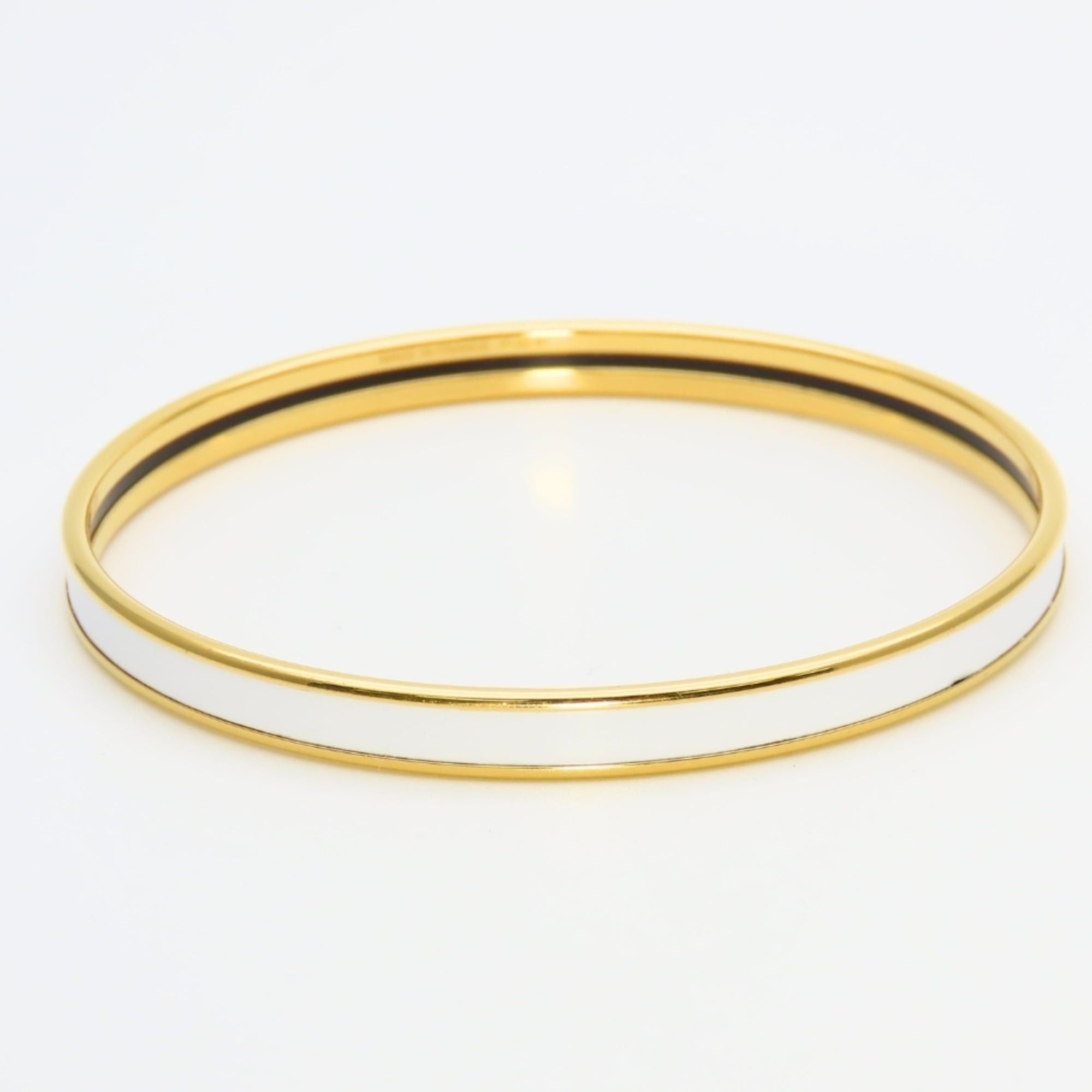 Hermes Hermes Bracelet Uni Enamel Metal White Gold Plated Bangle Women's HERMES Size ONE SIZE - 4 Thumbnail