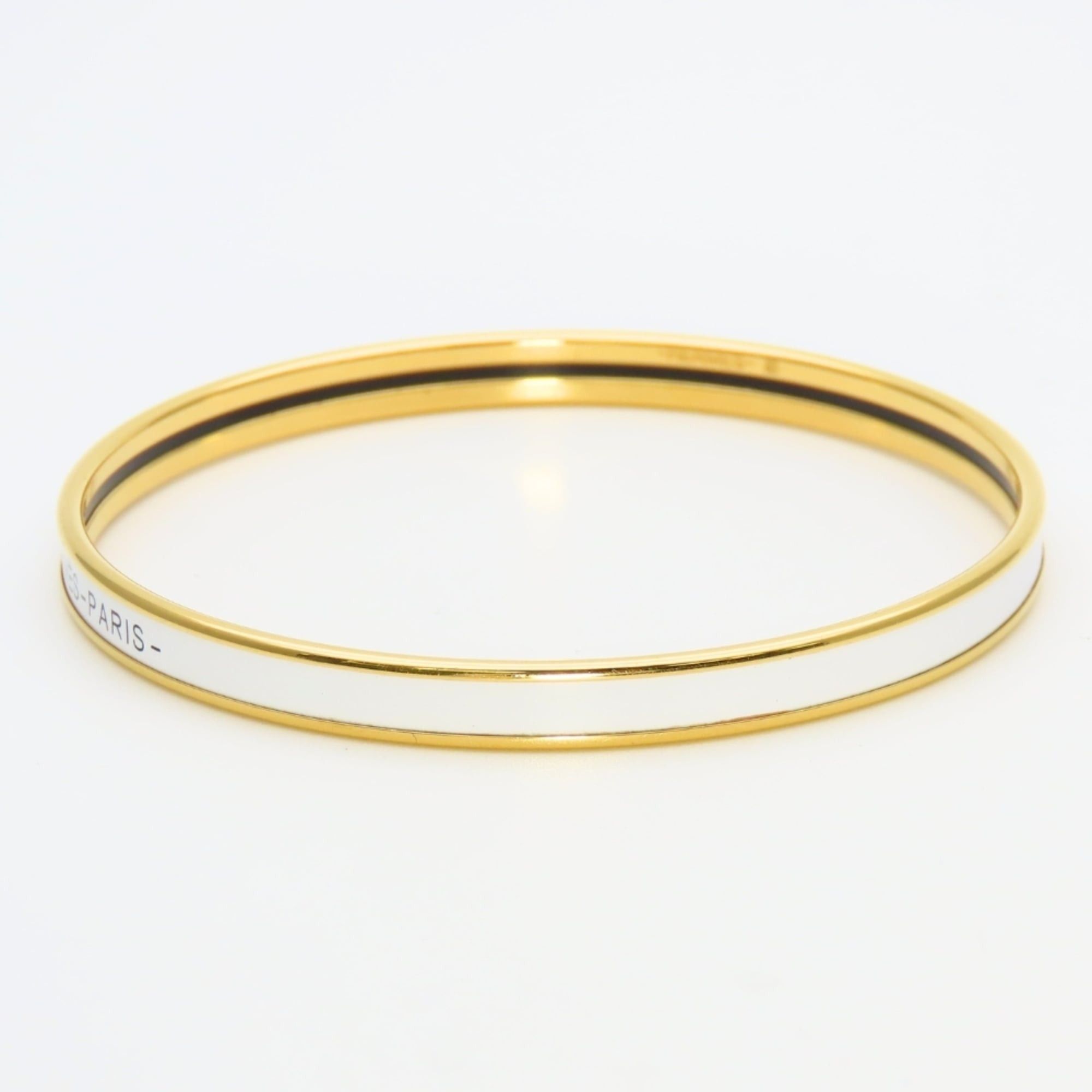 Hermes Hermes Bracelet Uni Enamel Metal White Gold Plated Bangle Women's HERMES Size ONE SIZE - 3 Thumbnail