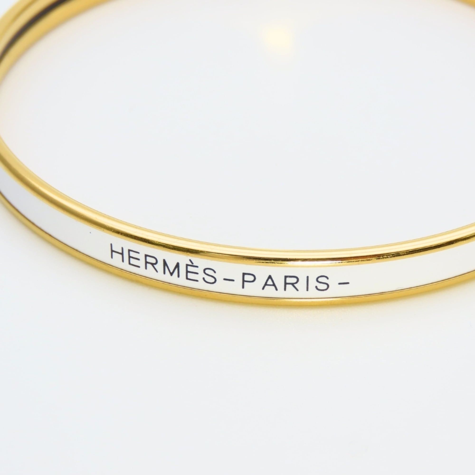 Hermes Hermes Bracelet Uni Enamel Metal White Gold Plated Bangle Women's HERMES Size ONE SIZE - 5 Thumbnail