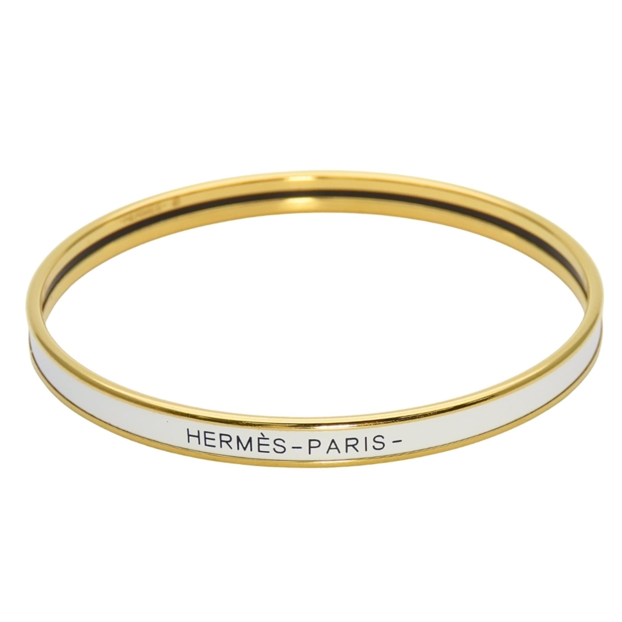 Hermes Hermes Bracelet Uni Enamel Metal White Gold Plated Bangle Women's HERMES Size ONE SIZE - 2 Thumbnail