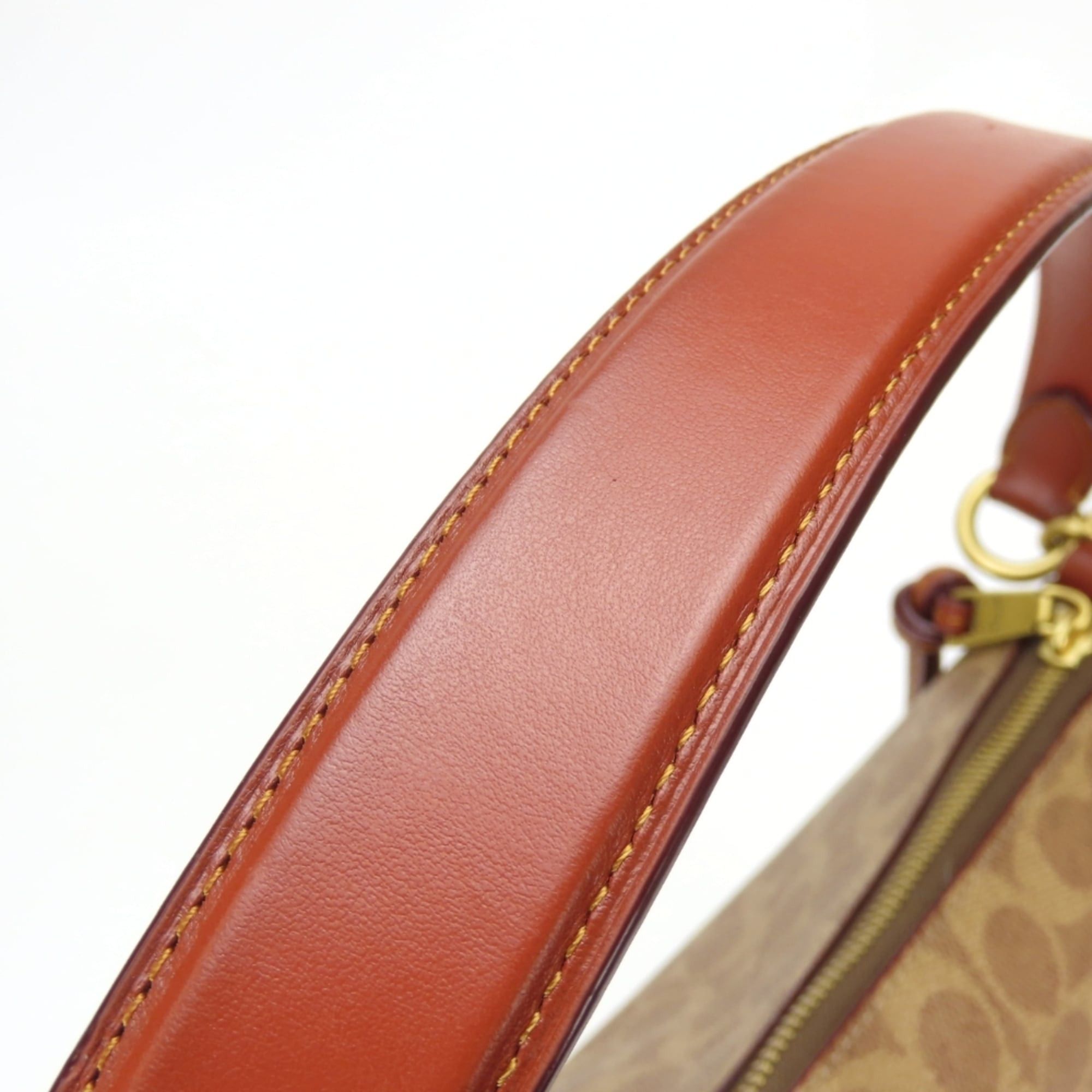 Coach Coach Shoulder Bag Signature 597 Leather Rust Brown Beige Women's COACH Size ONE SIZE - 12 Thumbnail