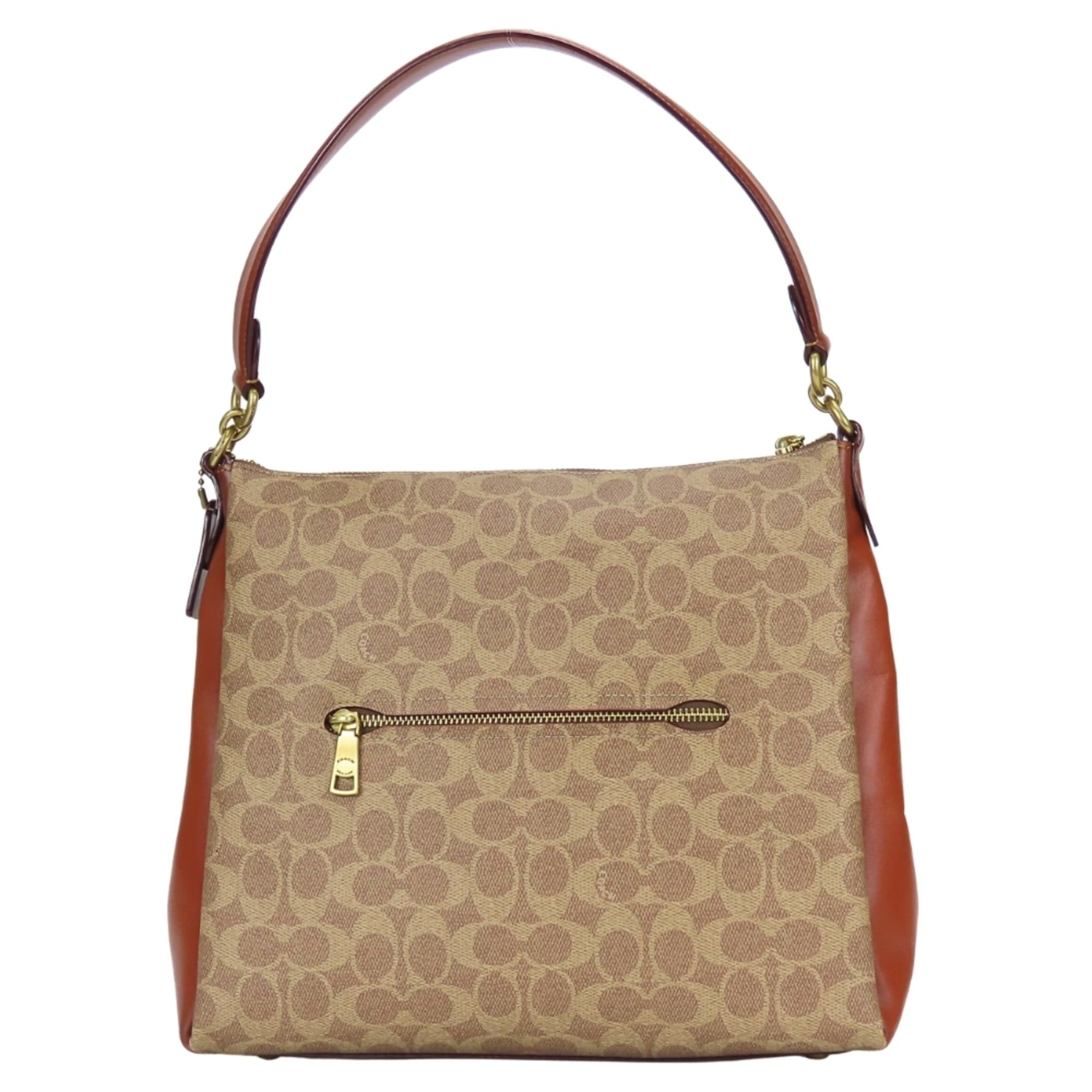 Coach Coach Shoulder Bag Signature 597 Leather Rust Brown Beige Women's COACH Size ONE SIZE - 4 Thumbnail