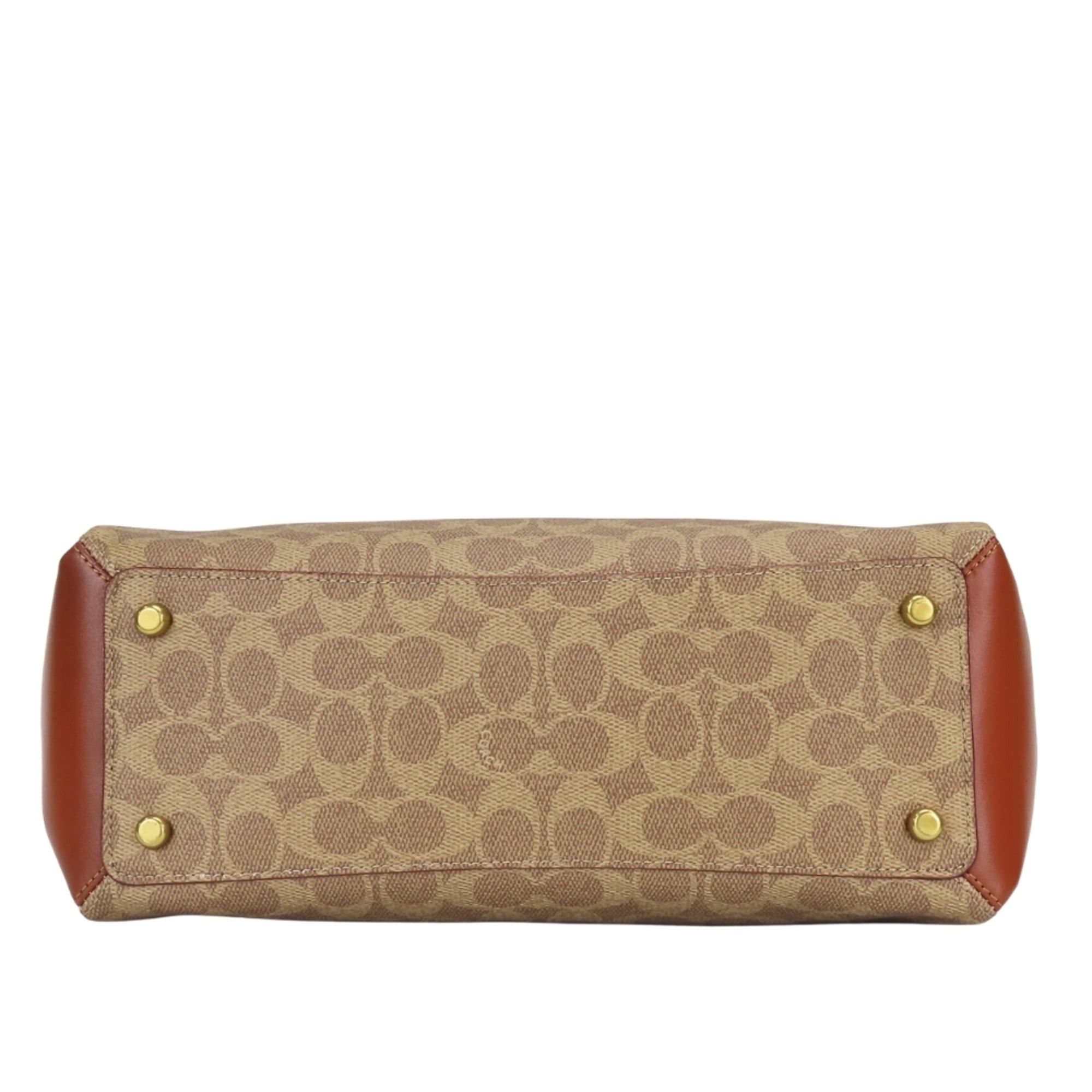Coach Coach Shoulder Bag Signature 597 Leather Rust Brown Beige Women's COACH Size ONE SIZE - 5 Thumbnail