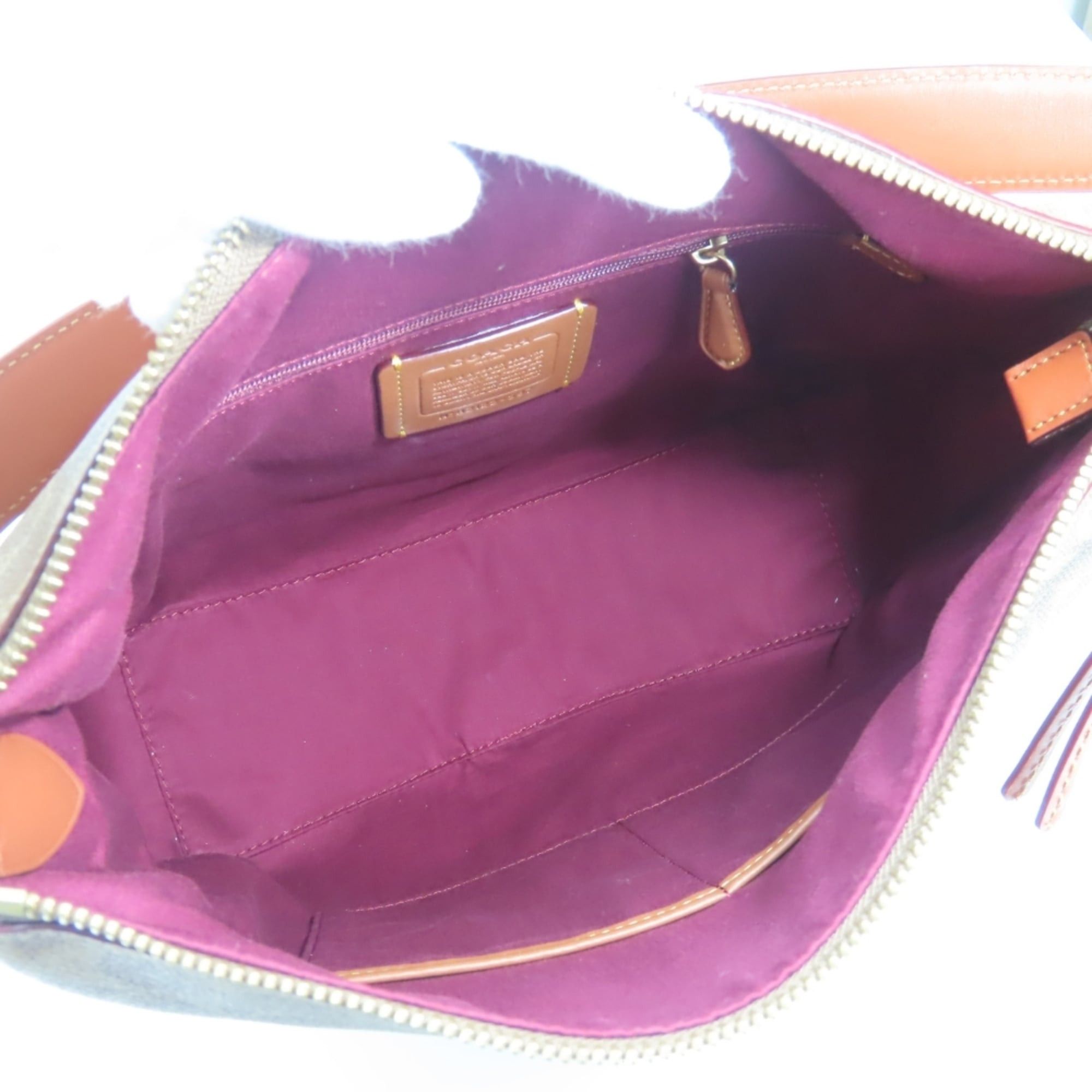 Coach Coach Shoulder Bag Signature 597 Leather Rust Brown Beige Women's COACH Size ONE SIZE - 17 Thumbnail