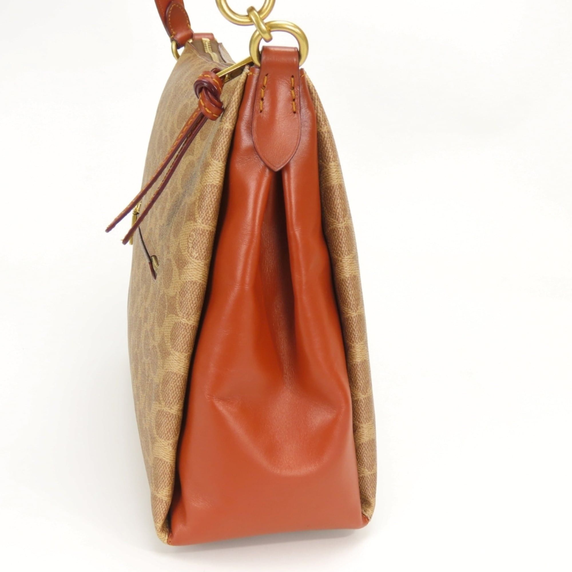 Coach Coach Shoulder Bag Signature 597 Leather Rust Brown Beige Women's COACH Size ONE SIZE - 10 Thumbnail