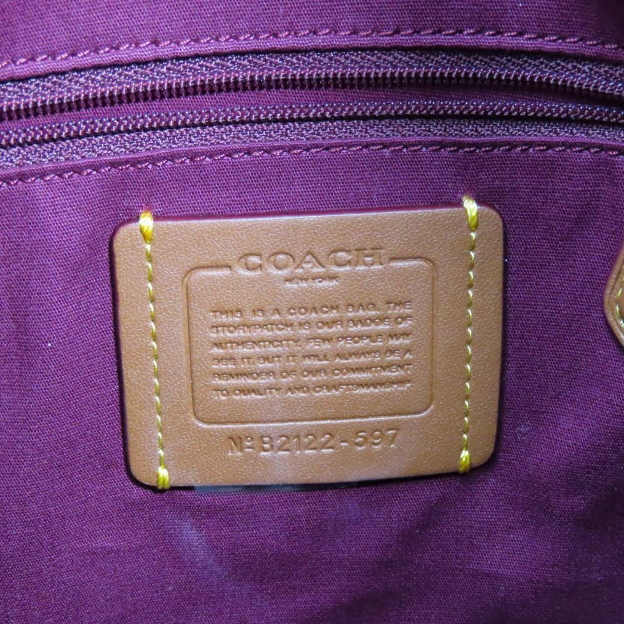 Coach Coach Shoulder Bag Signature 597 Leather Rust Brown Beige Women's COACH Size ONE SIZE - 19 Thumbnail