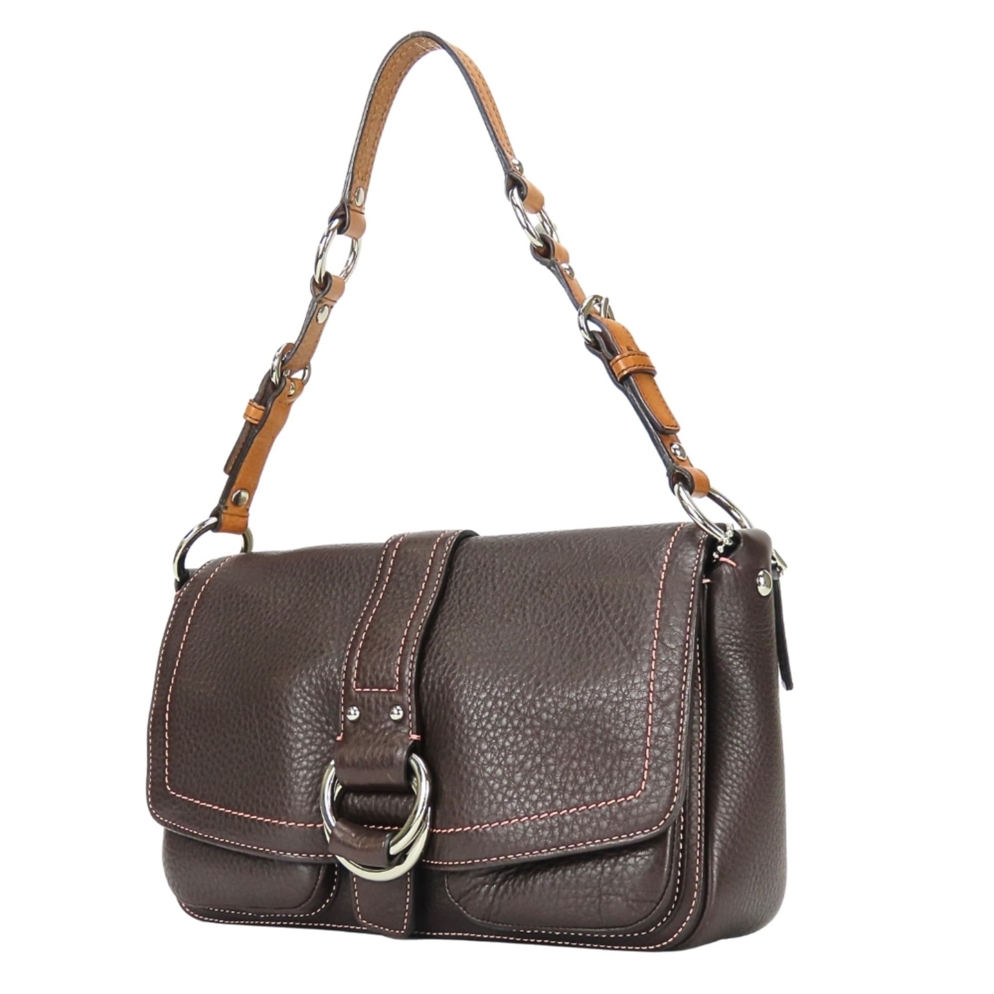 Coach Coach Shoulder Bag 8A41 Leather Dark Brown Silver Hardware One for Women COACH Size ONE SIZE - 3 Thumbnail