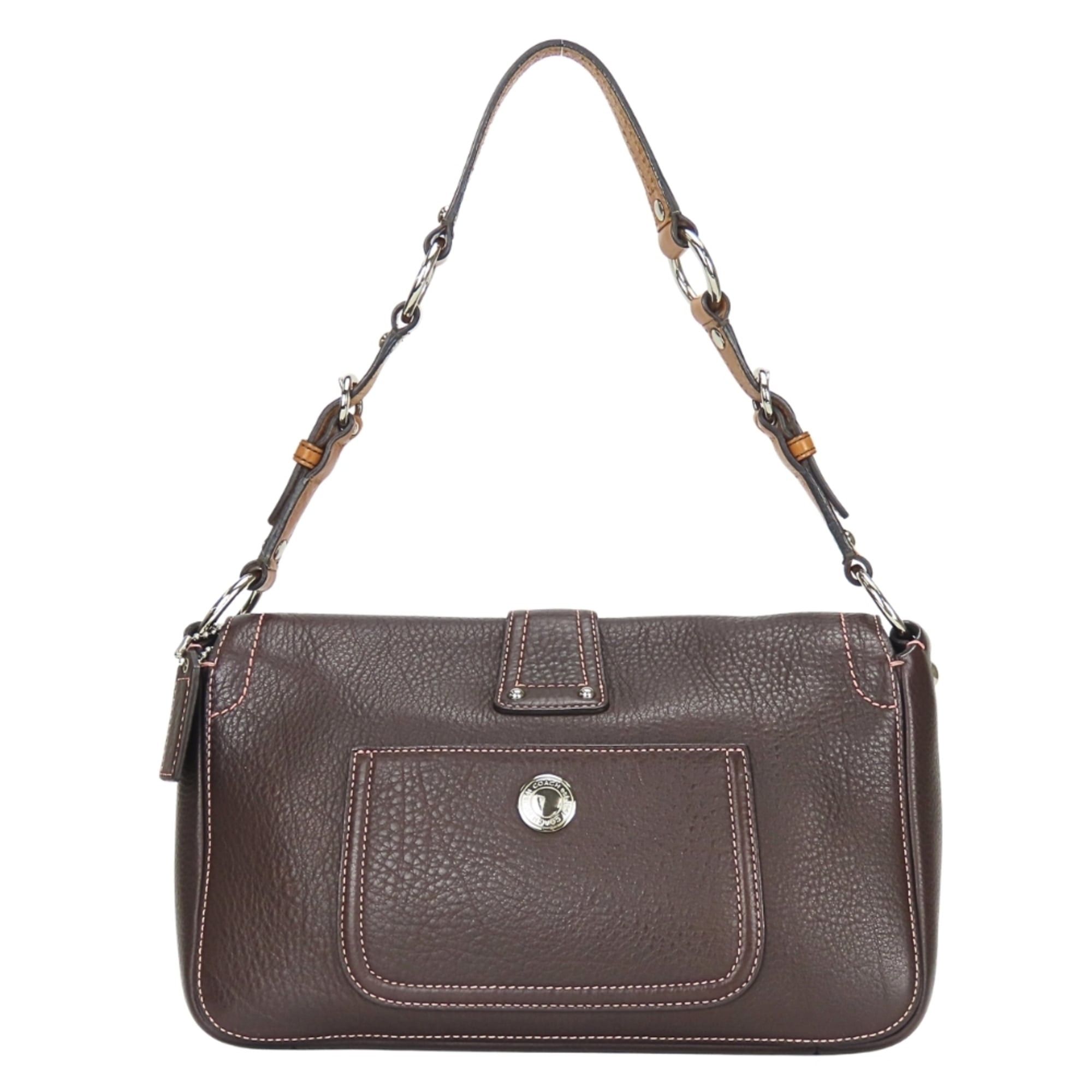 Coach Coach Shoulder Bag 8A41 Leather Dark Brown Silver Hardware One for Women COACH Size ONE SIZE - 4 Thumbnail