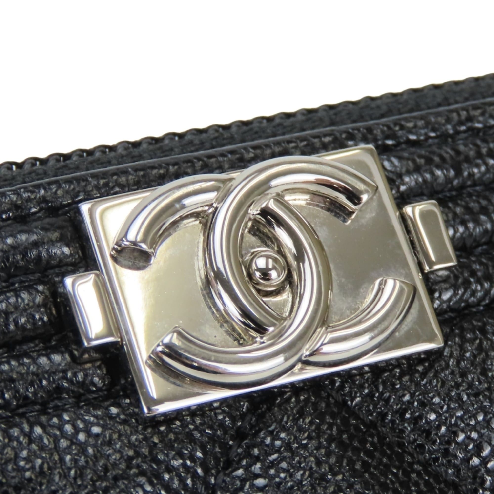 Chanel Chanel Boy Long Wallet, Caviar Leather, Black, Silver Hardware, Serial Number 29, Coco Mark, Women's, CHANEL Size ONE SIZE - 5 Thumbnail