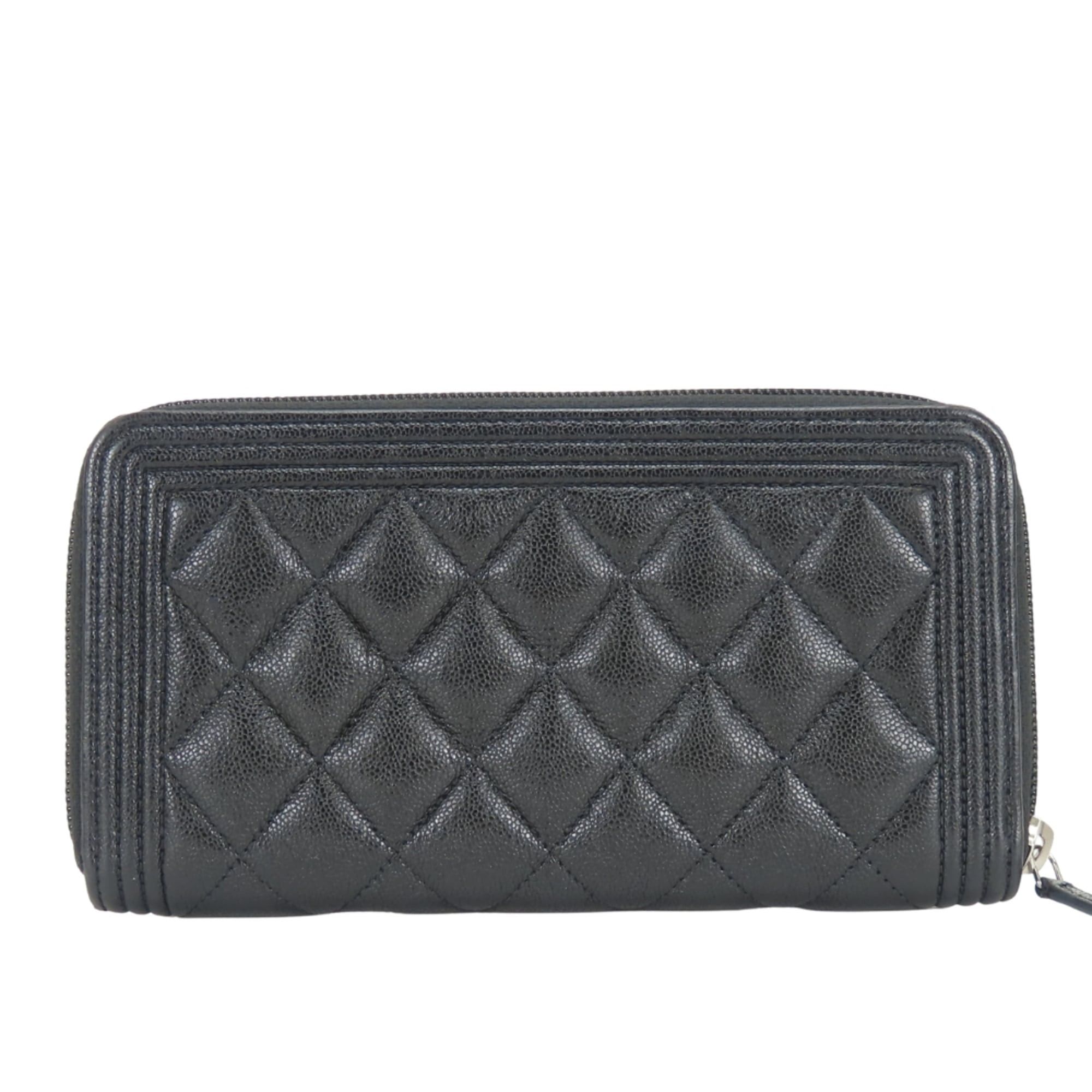 Chanel Chanel Boy Long Wallet, Caviar Leather, Black, Silver Hardware, Serial Number 29, Coco Mark, Women's, CHANEL Size ONE SIZE - 3 Thumbnail