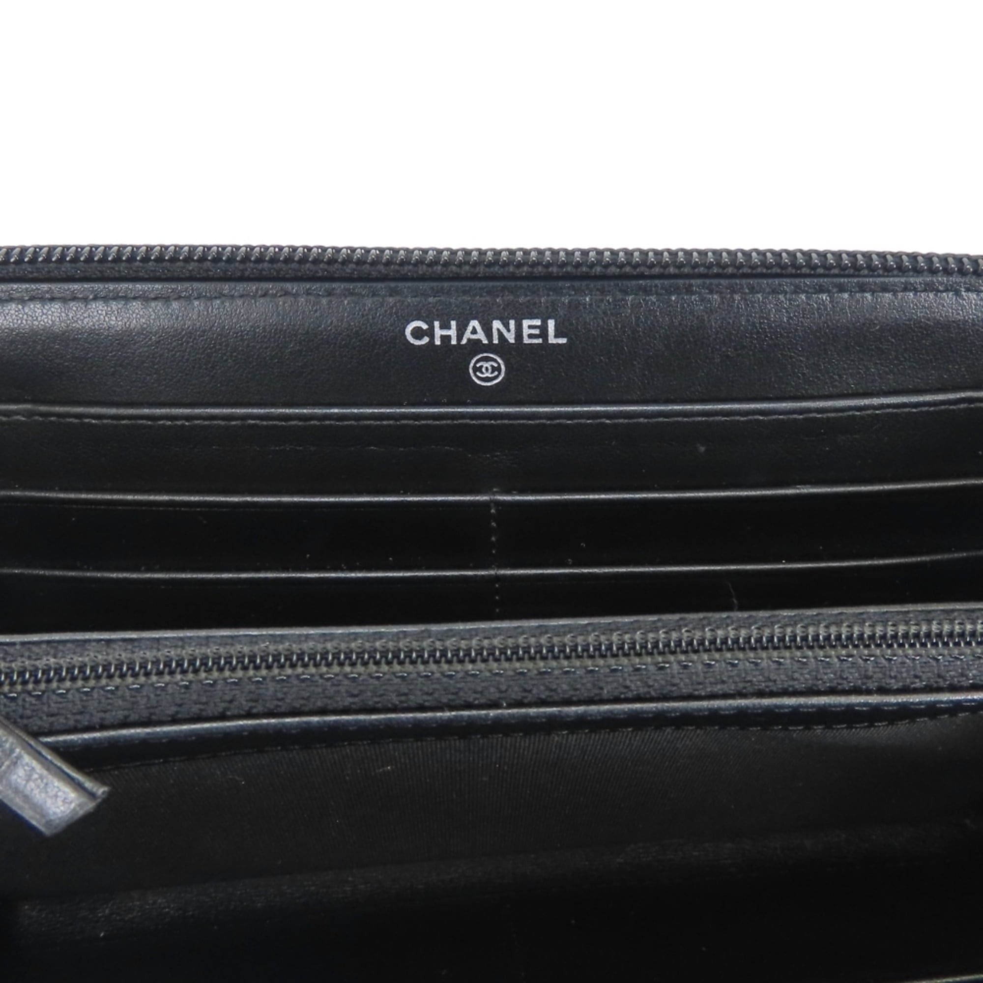 Chanel Chanel Boy Long Wallet, Caviar Leather, Black, Silver Hardware, Serial Number 29, Coco Mark, Women's, CHANEL Size ONE SIZE - 10 Thumbnail
