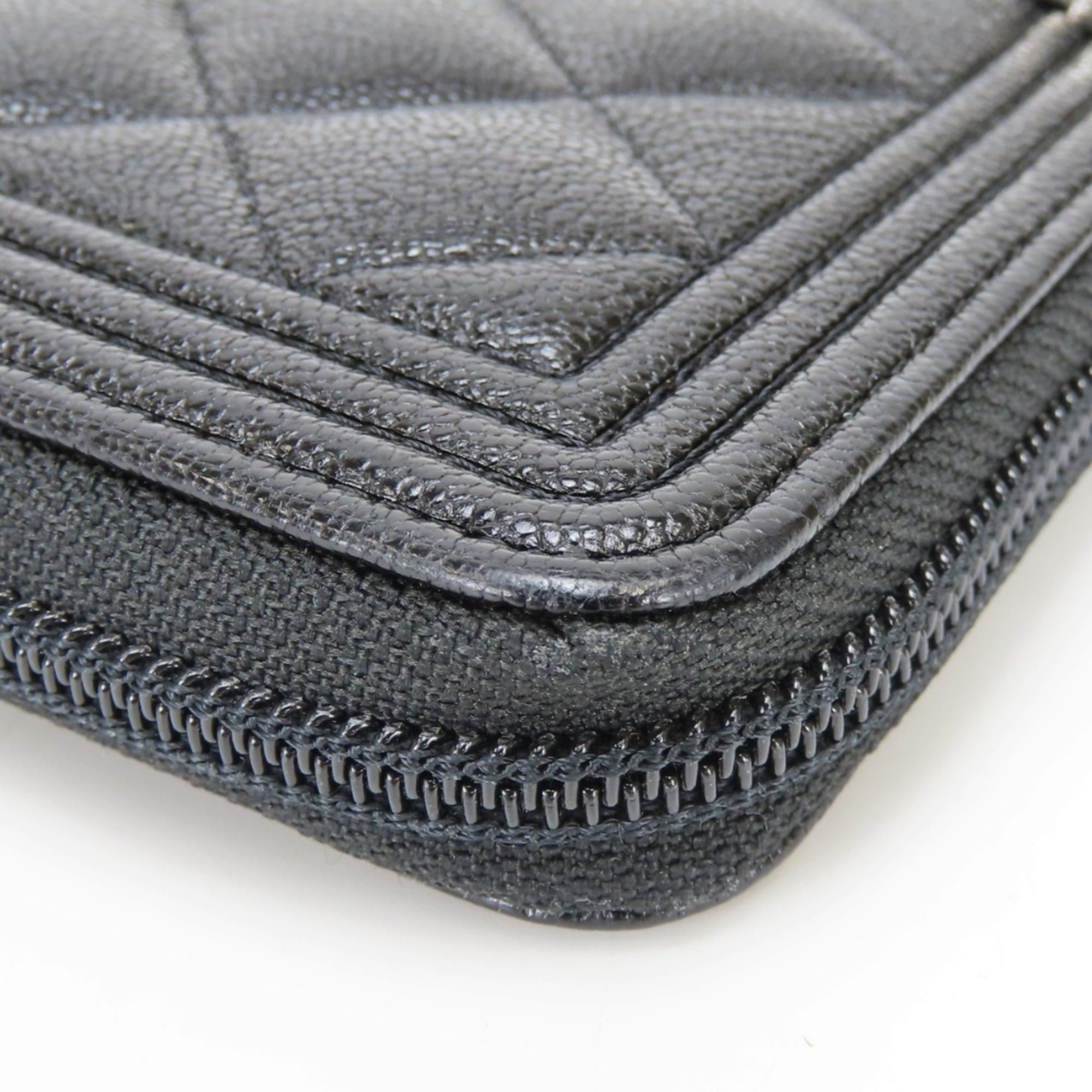 Chanel Chanel Boy Long Wallet, Caviar Leather, Black, Silver Hardware, Serial Number 29, Coco Mark, Women's, CHANEL Size ONE SIZE - 6 Thumbnail