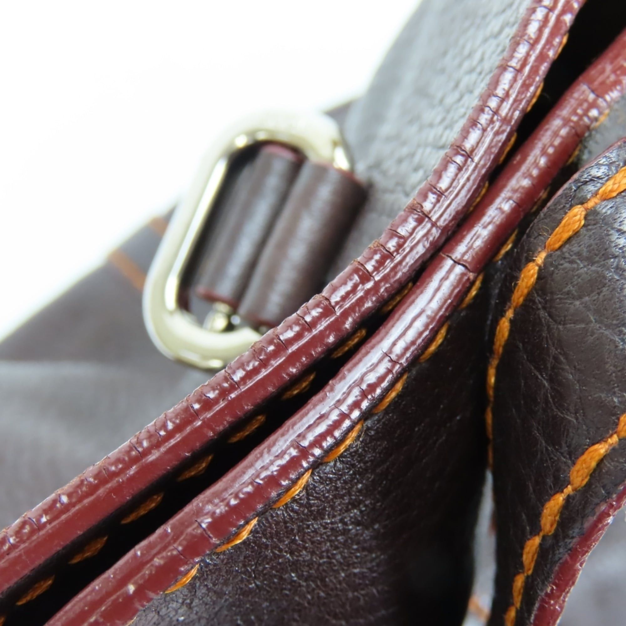 Tod's Tod's handbag, stitched leather, dark brown and orange, silver hardware, shoulder bag, women's. Size ONE SIZE - 15 Thumbnail