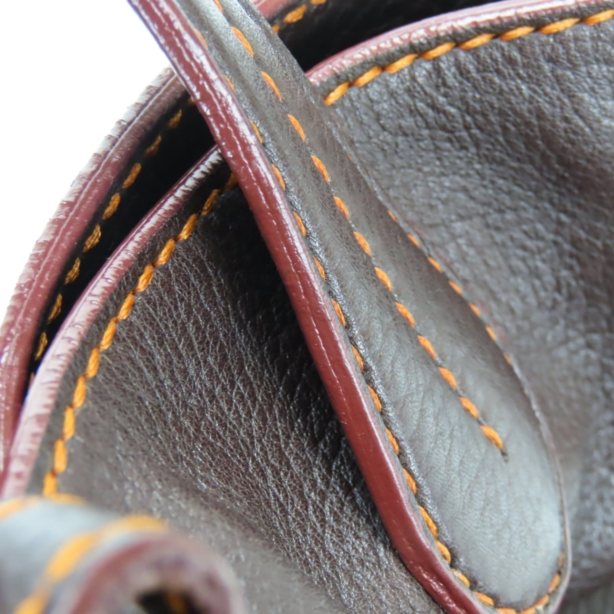 Tod's Tod's handbag, stitched leather, dark brown and orange, silver hardware, shoulder bag, women's. Size ONE SIZE - 14 Thumbnail
