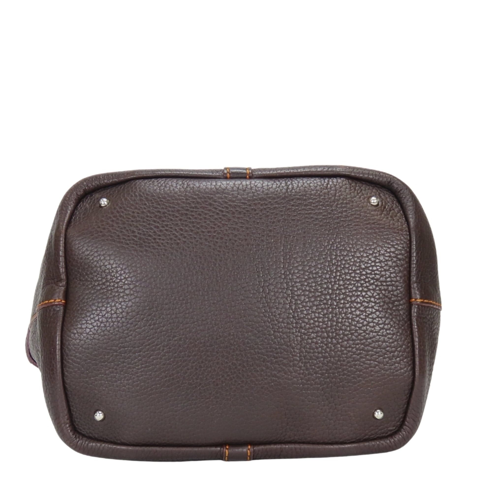 Tod's Tod's handbag, stitched leather, dark brown and orange, silver hardware, shoulder bag, women's. Size ONE SIZE - 5 Thumbnail