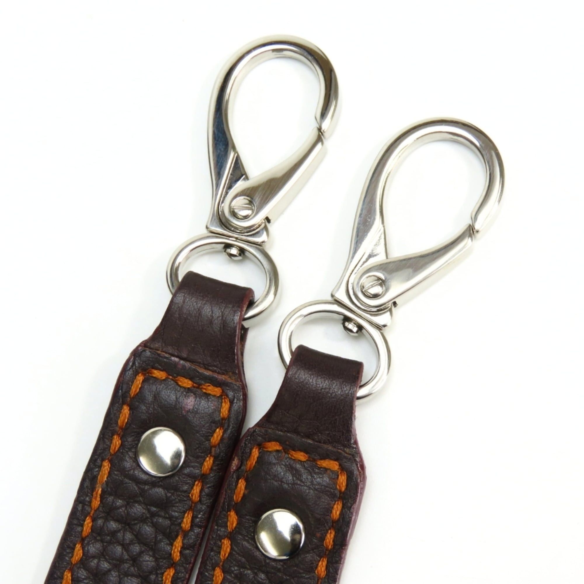Tod's Tod's handbag, stitched leather, dark brown and orange, silver hardware, shoulder bag, women's. Size ONE SIZE - 24 Thumbnail