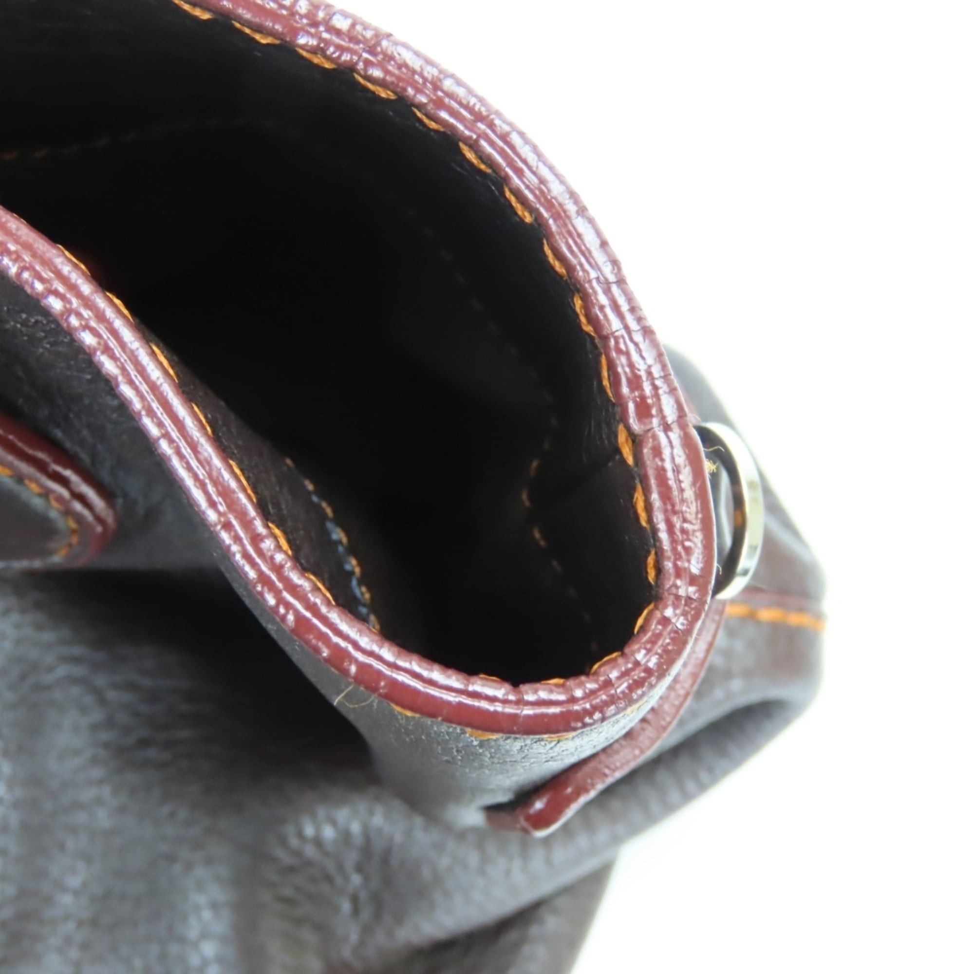 Tod's Tod's handbag, stitched leather, dark brown and orange, silver hardware, shoulder bag, women's. Size ONE SIZE - 16 Thumbnail