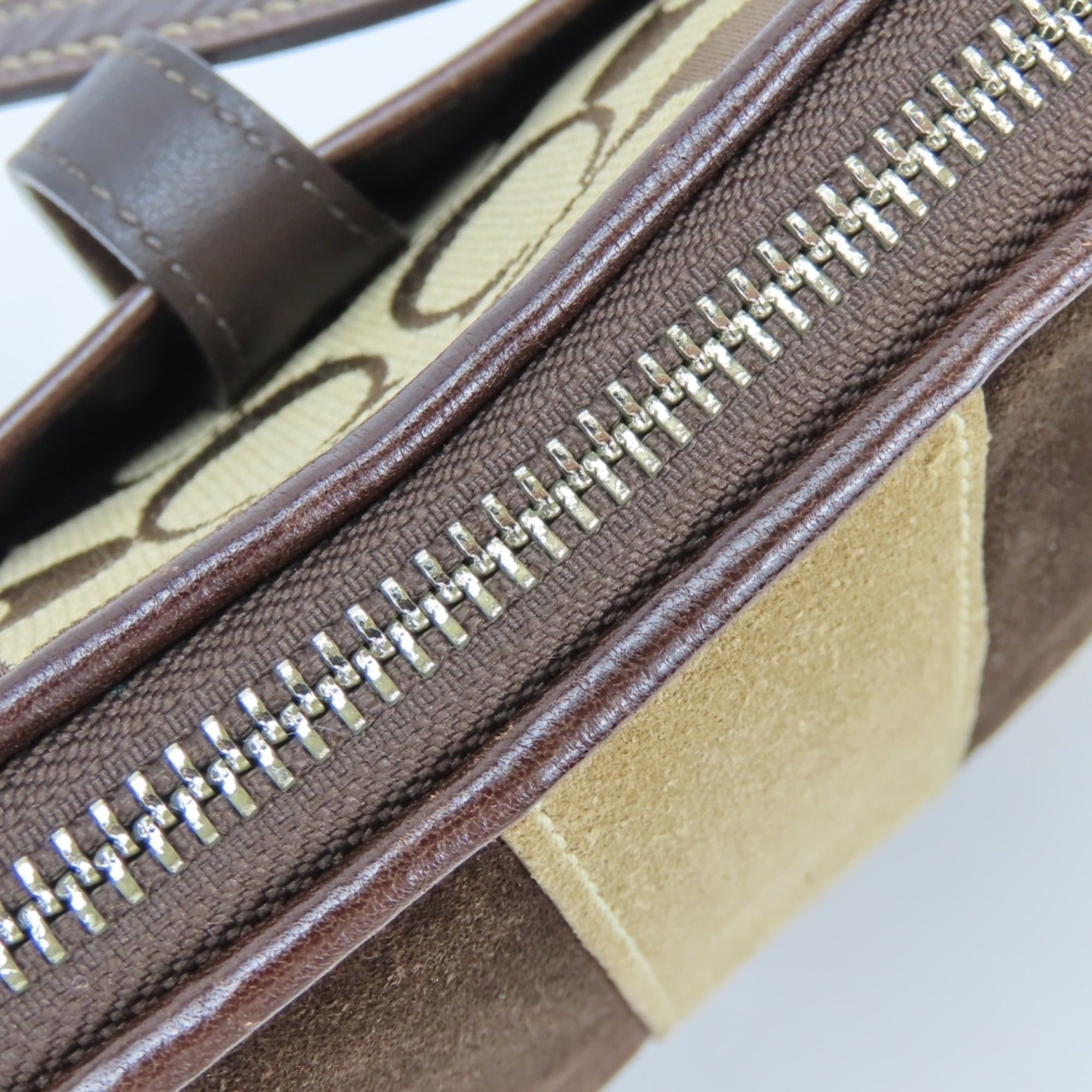 Coach Coach Signature Shoulder Bag, 8K12 Canvas, Suede, Leather, Brown, Silver Hardware, Women's COACH Size ONE SIZE - 16 Thumbnail