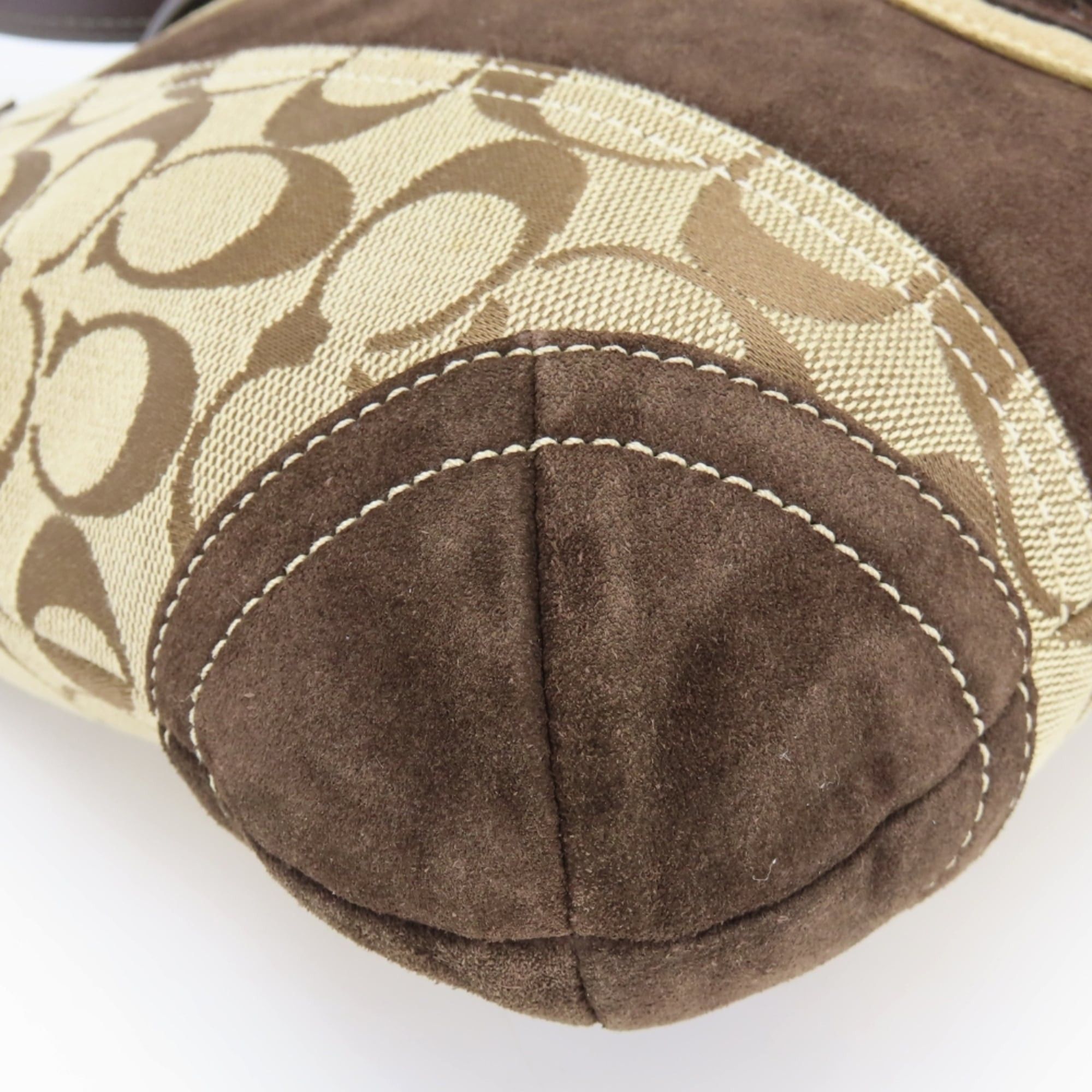 Coach Coach Signature Shoulder Bag, 8K12 Canvas, Suede, Leather, Brown, Silver Hardware, Women's COACH Size ONE SIZE - 6 Thumbnail