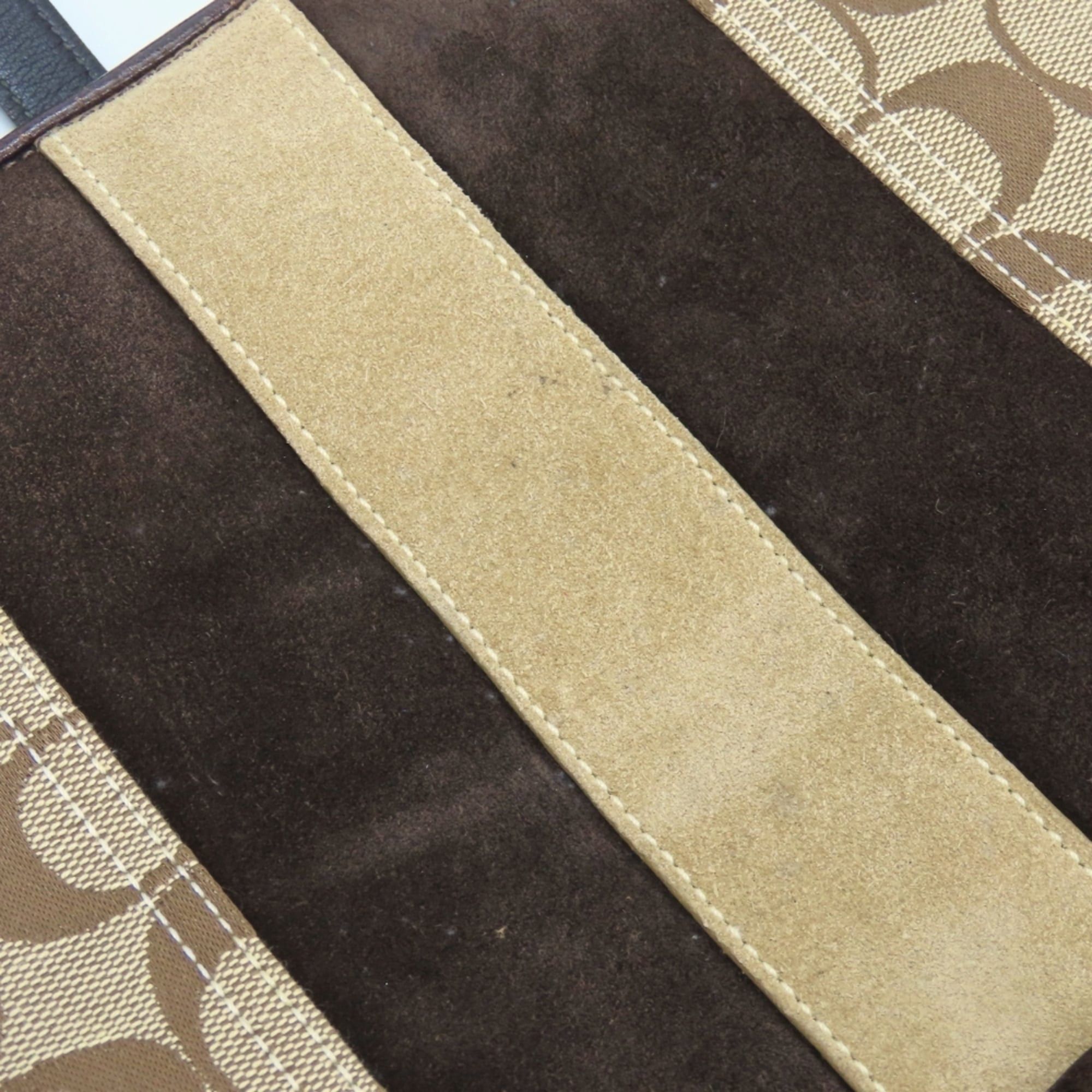 Coach Coach Signature Shoulder Bag, 8K12 Canvas, Suede, Leather, Brown, Silver Hardware, Women's COACH Size ONE SIZE - 10 Thumbnail