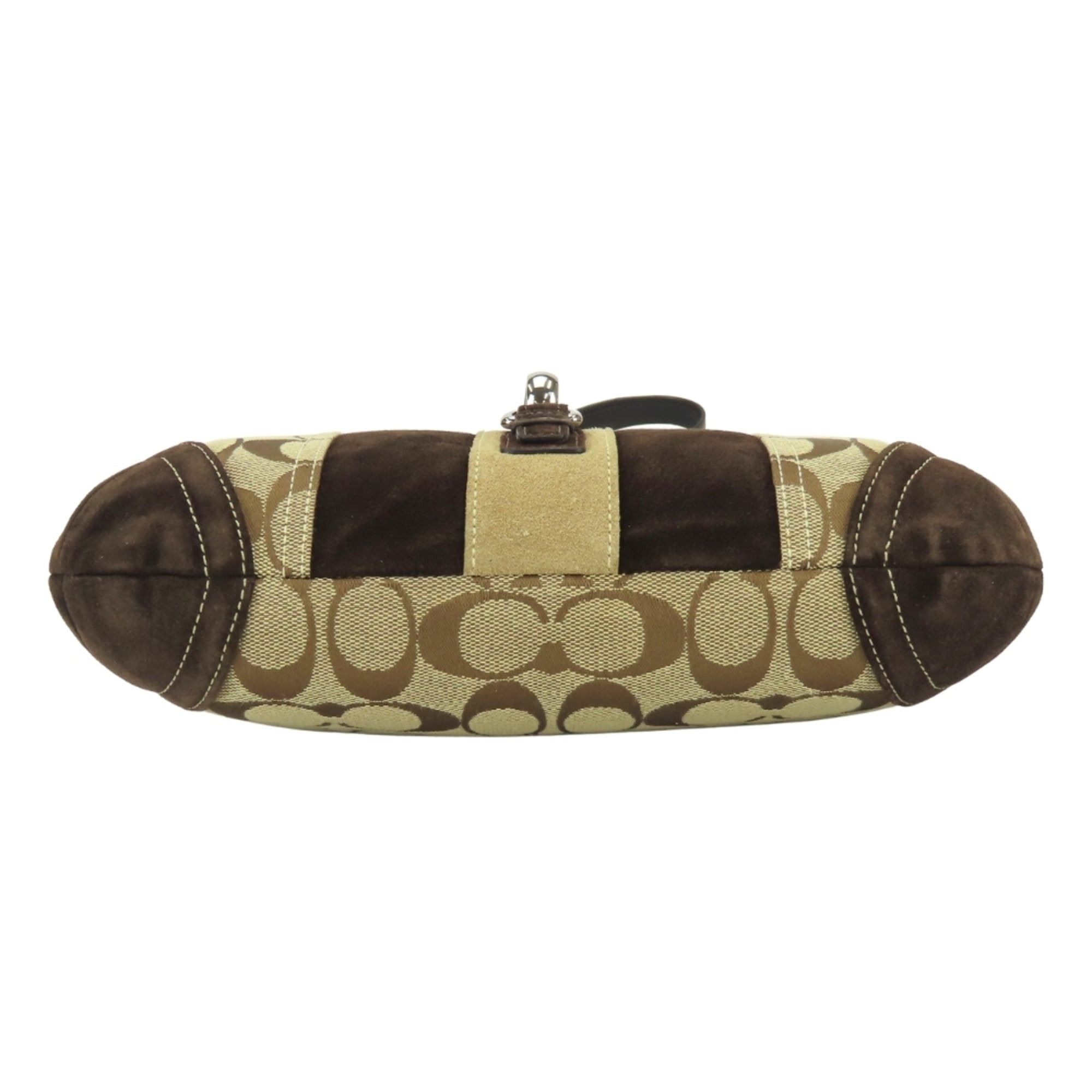 Coach Coach Signature Shoulder Bag, 8K12 Canvas, Suede, Leather, Brown, Silver Hardware, Women's COACH Size ONE SIZE - 5 Thumbnail