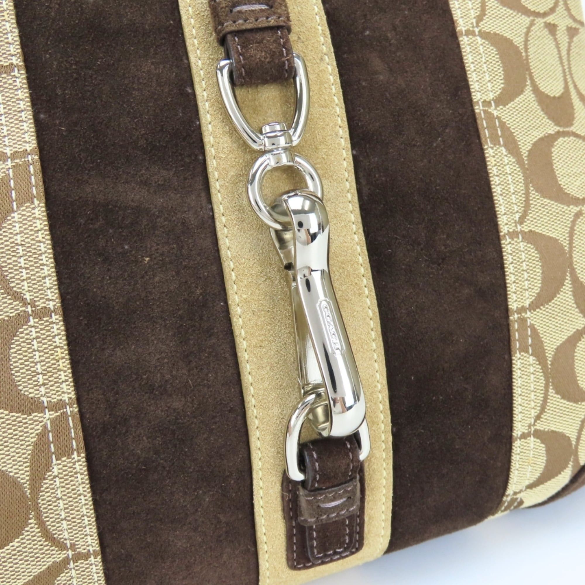 Coach Coach Signature Shoulder Bag, 8K12 Canvas, Suede, Leather, Brown, Silver Hardware, Women's COACH Size ONE SIZE - 8 Thumbnail