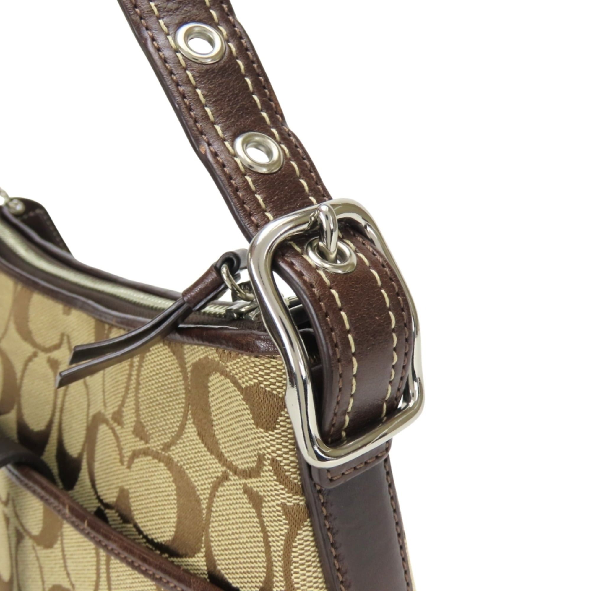 Coach Coach Signature Shoulder Bag, 8K12 Canvas, Suede, Leather, Brown, Silver Hardware, Women's COACH Size ONE SIZE - 11 Thumbnail