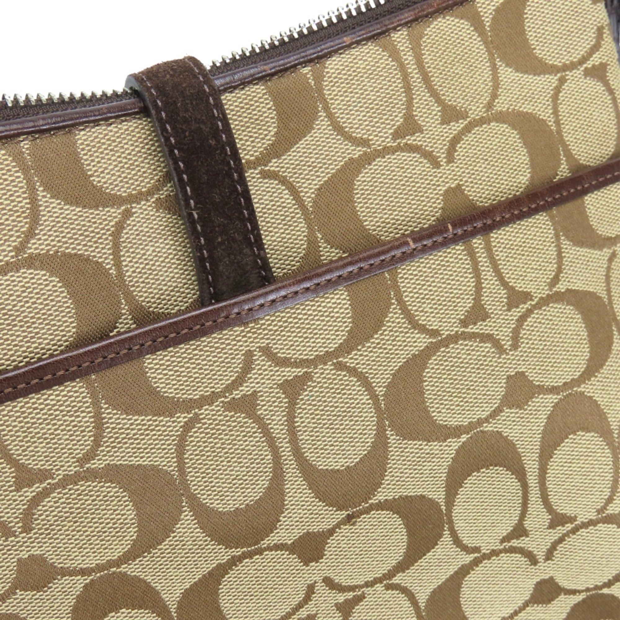 Coach Coach Signature Shoulder Bag, 8K12 Canvas, Suede, Leather, Brown, Silver Hardware, Women's COACH Size ONE SIZE - 24 Thumbnail
