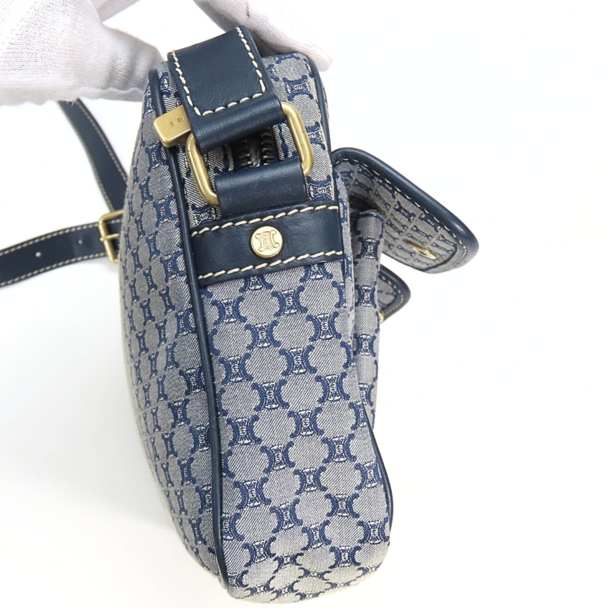 Celine Celine Macadam Shoulder Bag CE00 24 Canvas Leather Navy Women's CELINE Size ONE SIZE - 8 Thumbnail