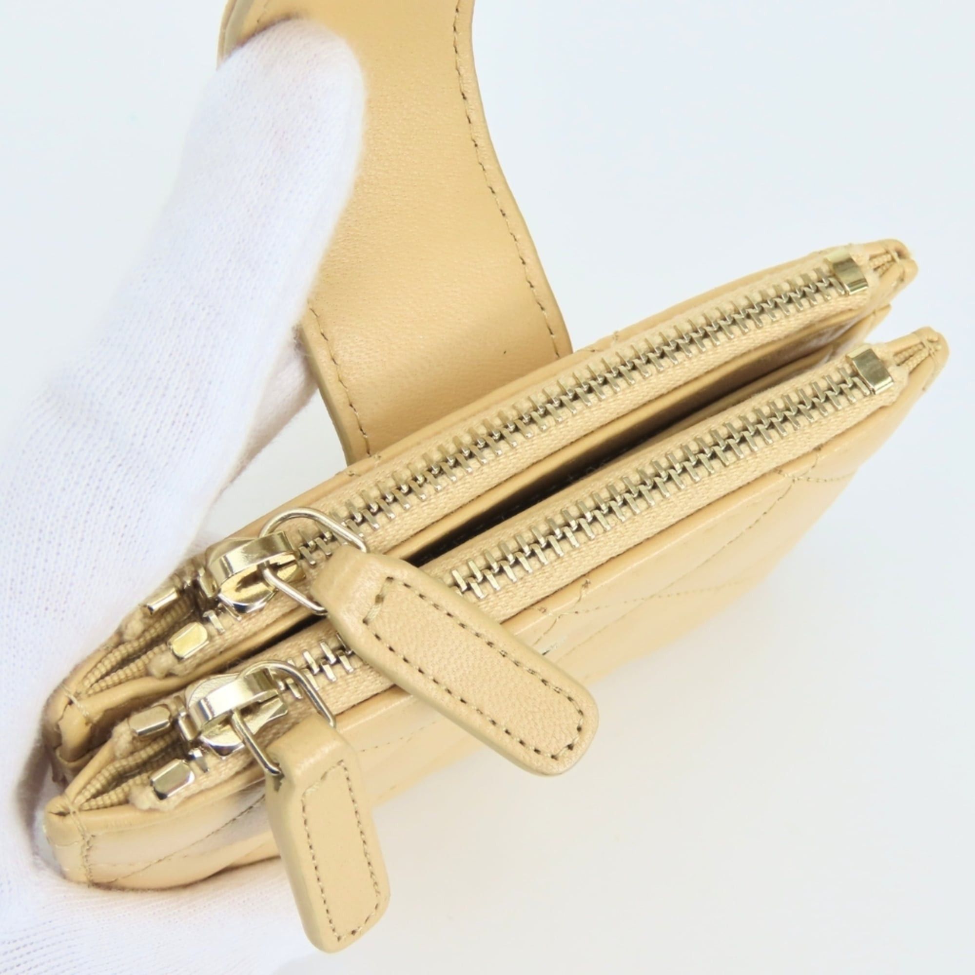 Chanel Chanel Matelassé Compact Wallet, Lambskin, Beige, Gold Hardware, Women's Wallet/Coin Case. Size ONE SIZE - 10 Thumbnail