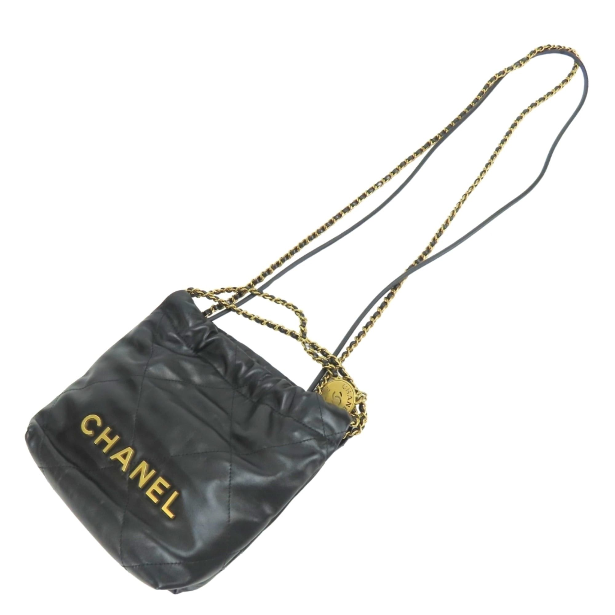 Chanel Chanel Shoulder Bag, 22 Mini Handbag AS3980, Shiny Calfskin, Black, Gold Hardware, Women's CHANEL Size ONE SIZE - 8 Thumbnail
