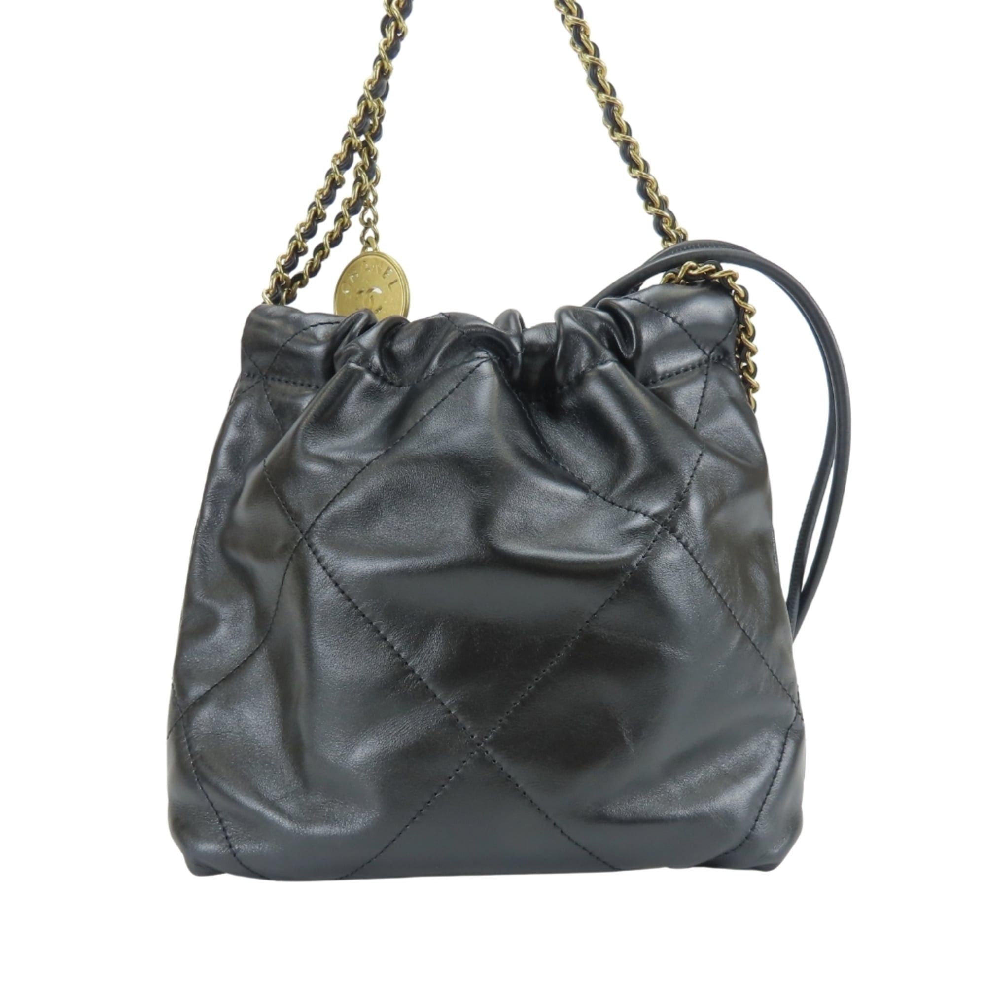 Chanel Chanel Shoulder Bag, 22 Mini Handbag AS3980, Shiny Calfskin, Black, Gold Hardware, Women's CHANEL Size ONE SIZE - 4 Thumbnail