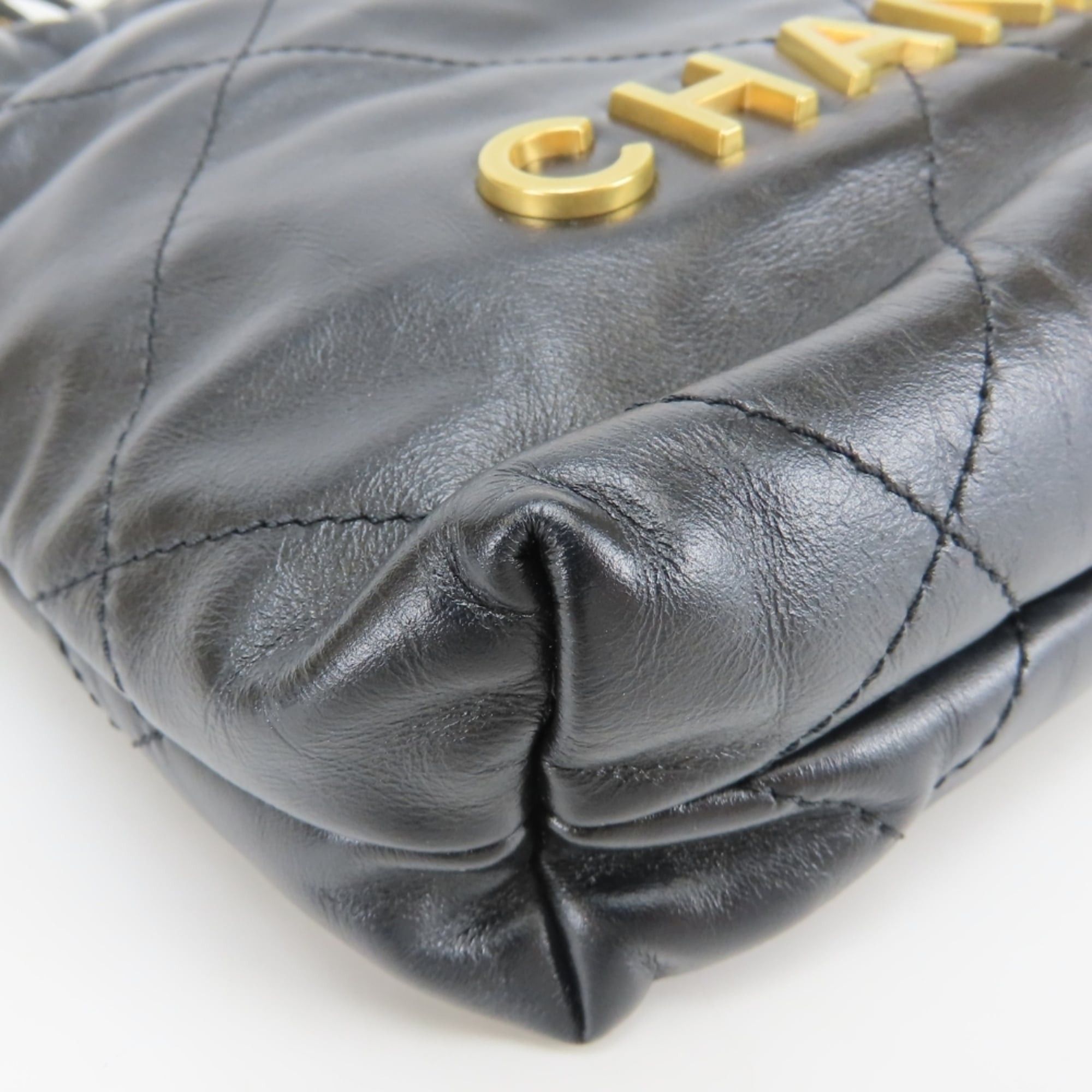Chanel Chanel Shoulder Bag, 22 Mini Handbag AS3980, Shiny Calfskin, Black, Gold Hardware, Women's CHANEL Size ONE SIZE - 6 Thumbnail