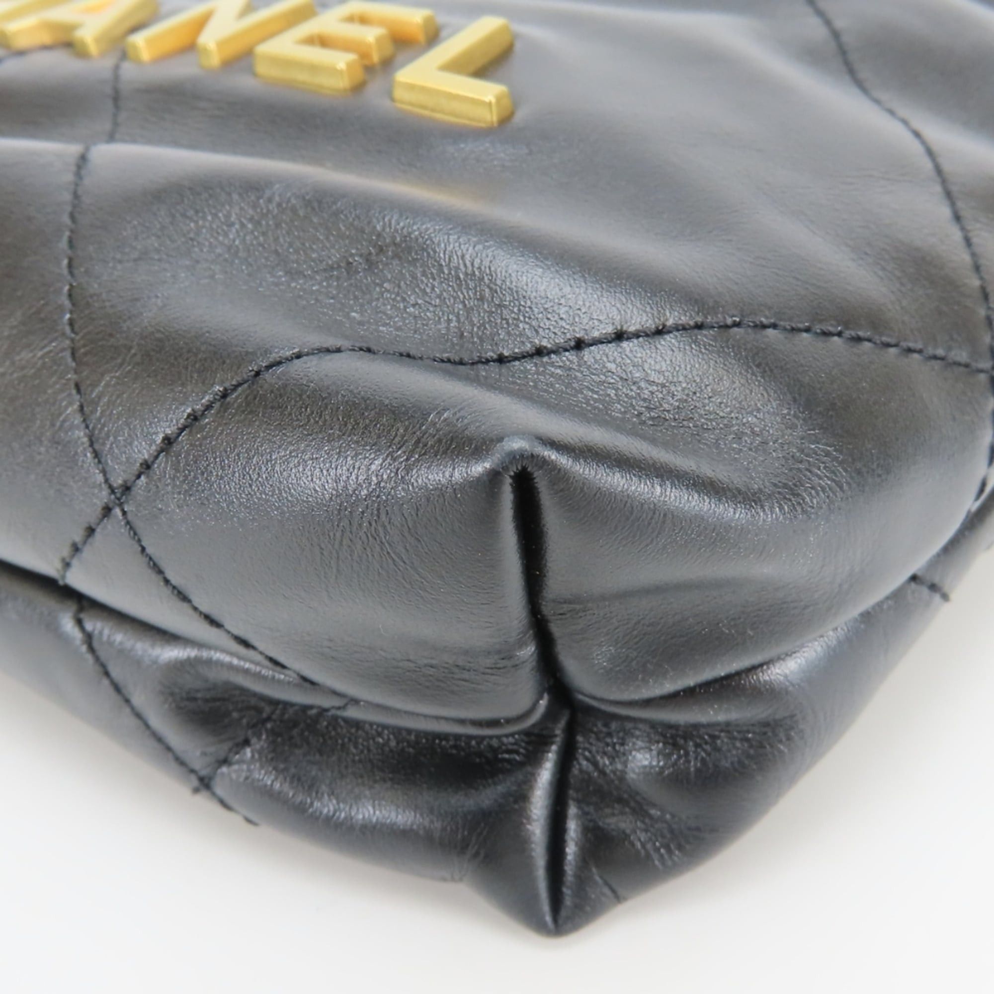 Chanel Chanel Shoulder Bag, 22 Mini Handbag AS3980, Shiny Calfskin, Black, Gold Hardware, Women's CHANEL Size ONE SIZE - 7 Thumbnail