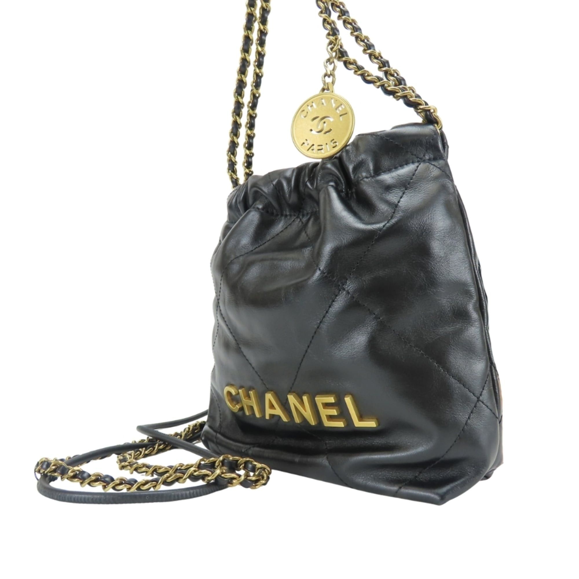 Chanel Chanel Shoulder Bag, 22 Mini Handbag AS3980, Shiny Calfskin, Black, Gold Hardware, Women's CHANEL Size ONE SIZE - 3 Thumbnail