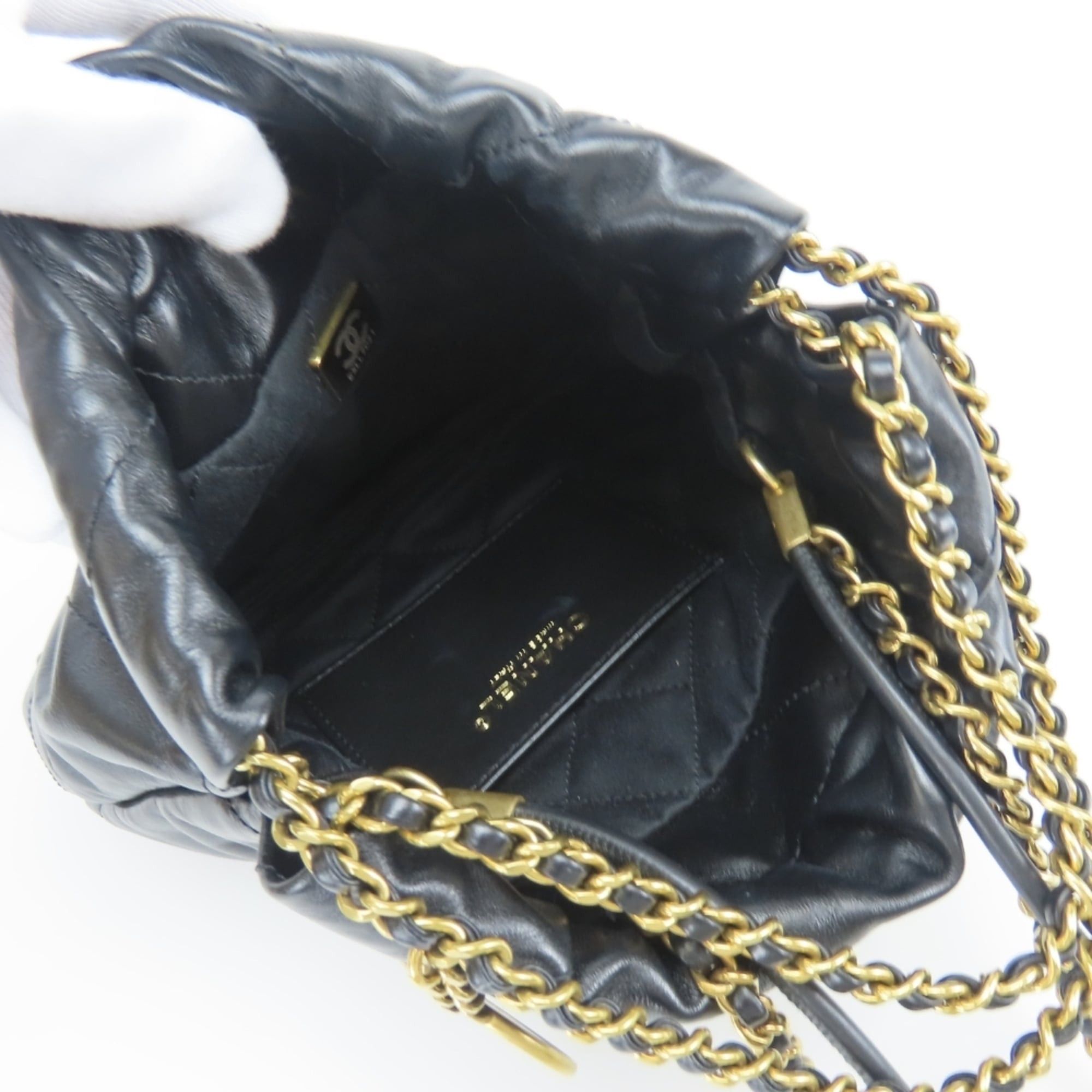 Chanel Chanel Shoulder Bag, 22 Mini Handbag AS3980, Shiny Calfskin, Black, Gold Hardware, Women's CHANEL Size ONE SIZE - 12 Thumbnail