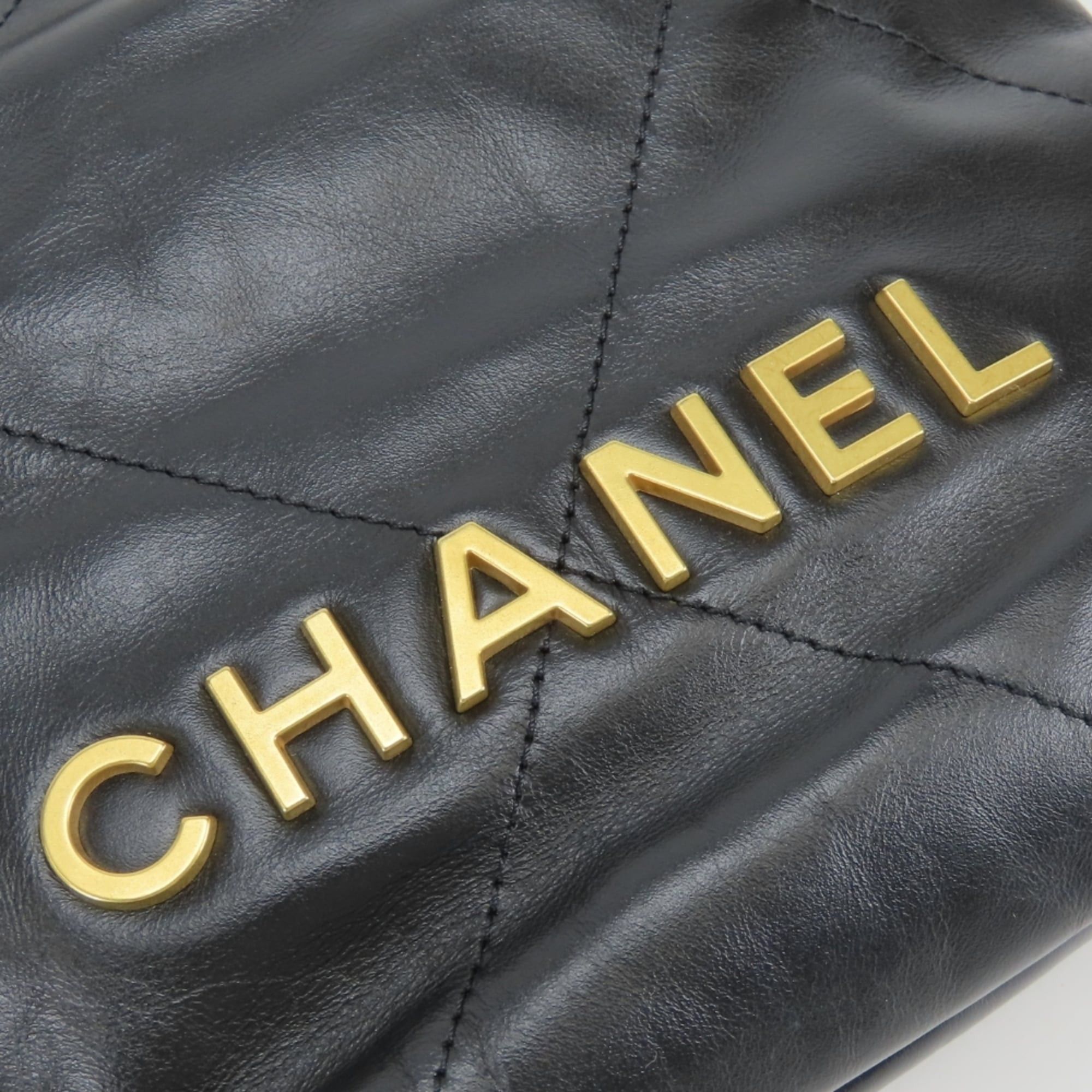 Chanel Chanel Shoulder Bag, 22 Mini Handbag AS3980, Shiny Calfskin, Black, Gold Hardware, Women's CHANEL Size ONE SIZE - 9 Thumbnail