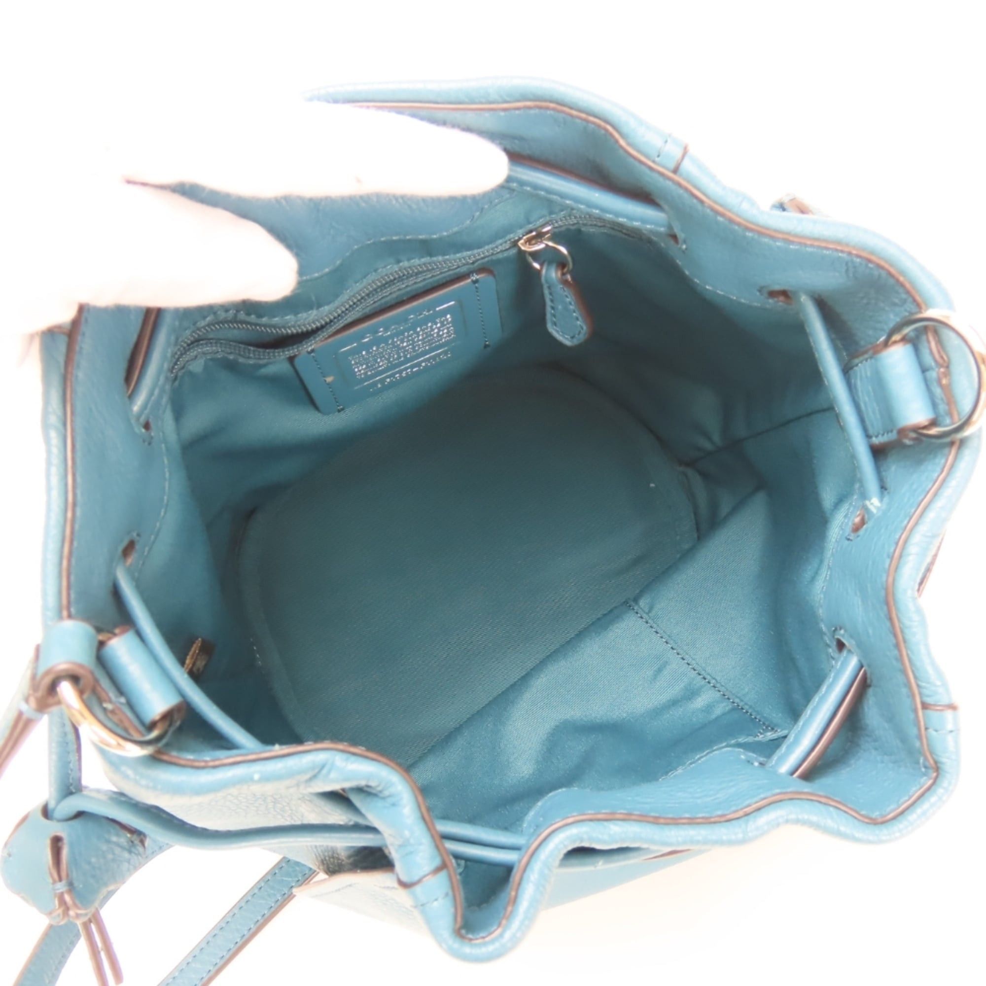 Coach Coach Shoulder Bag F11829 Leather Suede Turquoise Blue Drawstring Mini for Women COACH Size ONE SIZE - 16 Thumbnail
