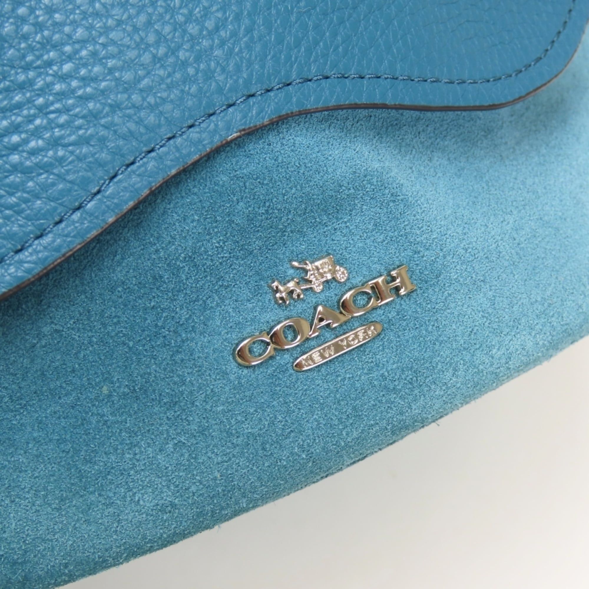 Coach Coach Shoulder Bag F11829 Leather Suede Turquoise Blue Drawstring Mini for Women COACH Size ONE SIZE - 8 Thumbnail