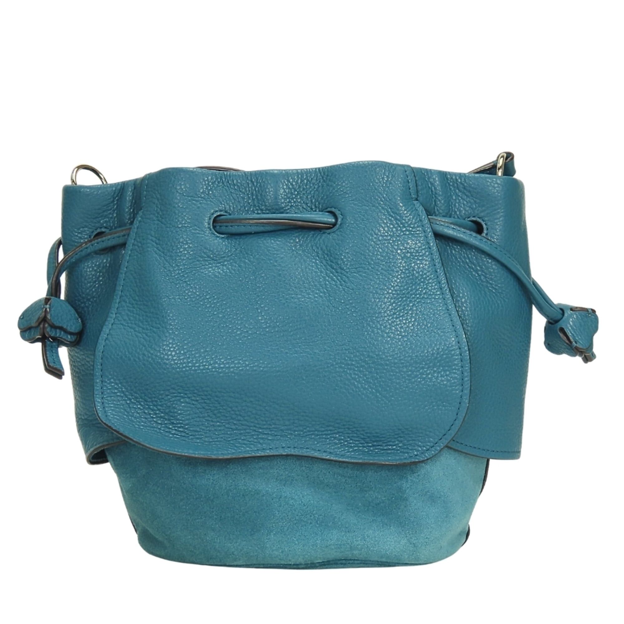 Coach Coach Shoulder Bag F11829 Leather Suede Turquoise Blue Drawstring Mini for Women COACH Size ONE SIZE - 4 Thumbnail