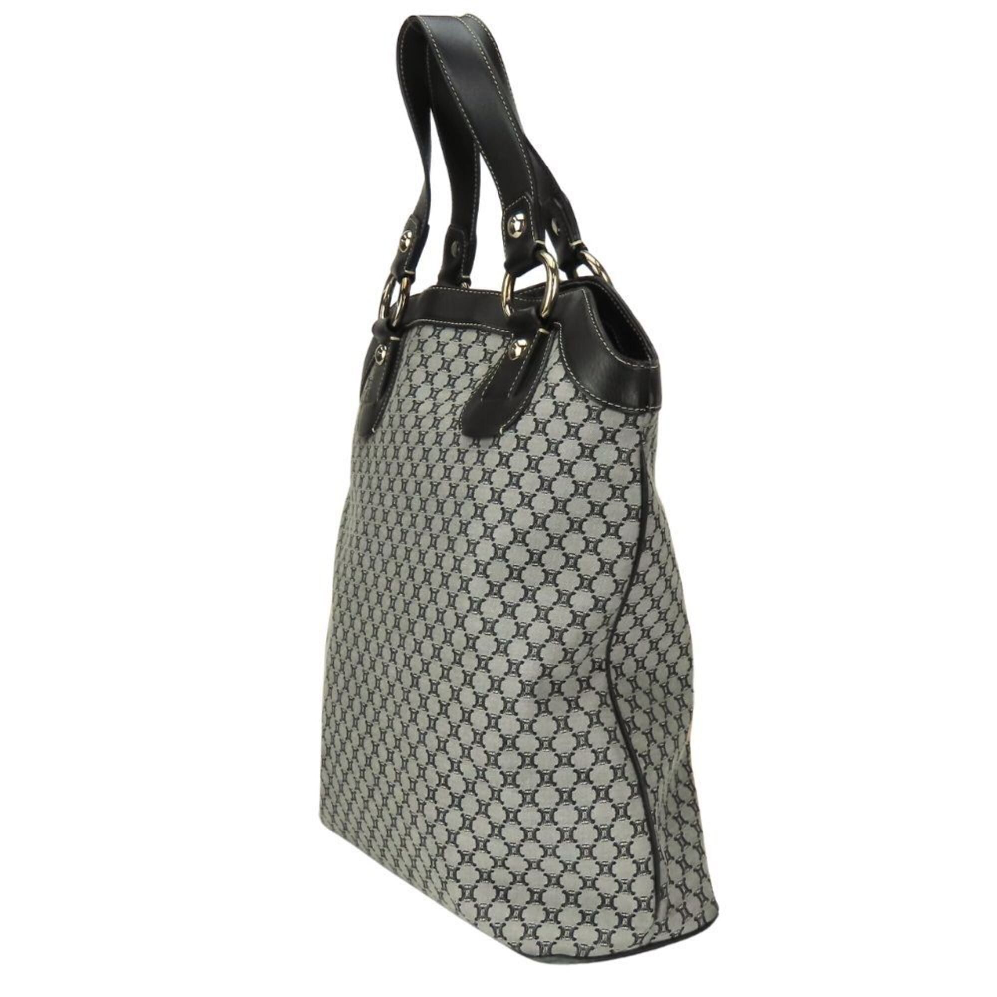 Celine Celine Macadam Canvas Leather Tote Bag, Gray/Black, Triomphe, Women's. Size ONE SIZE - 3 Thumbnail