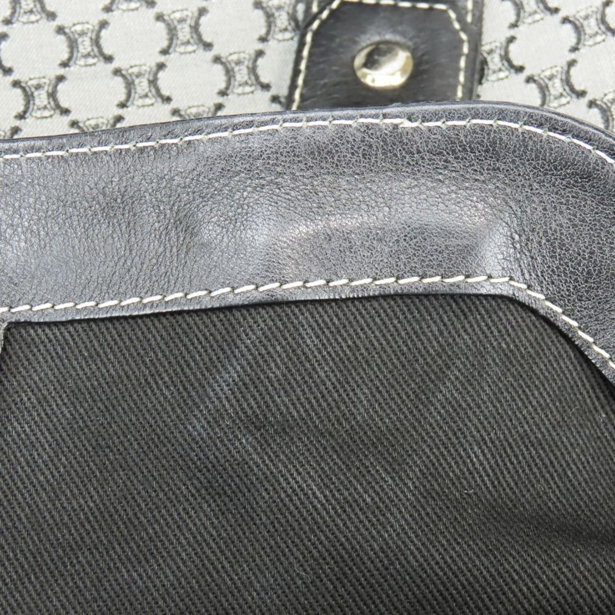 Celine Celine Macadam Canvas Leather Tote Bag, Gray/Black, Triomphe, Women's. Size ONE SIZE - 18 Thumbnail