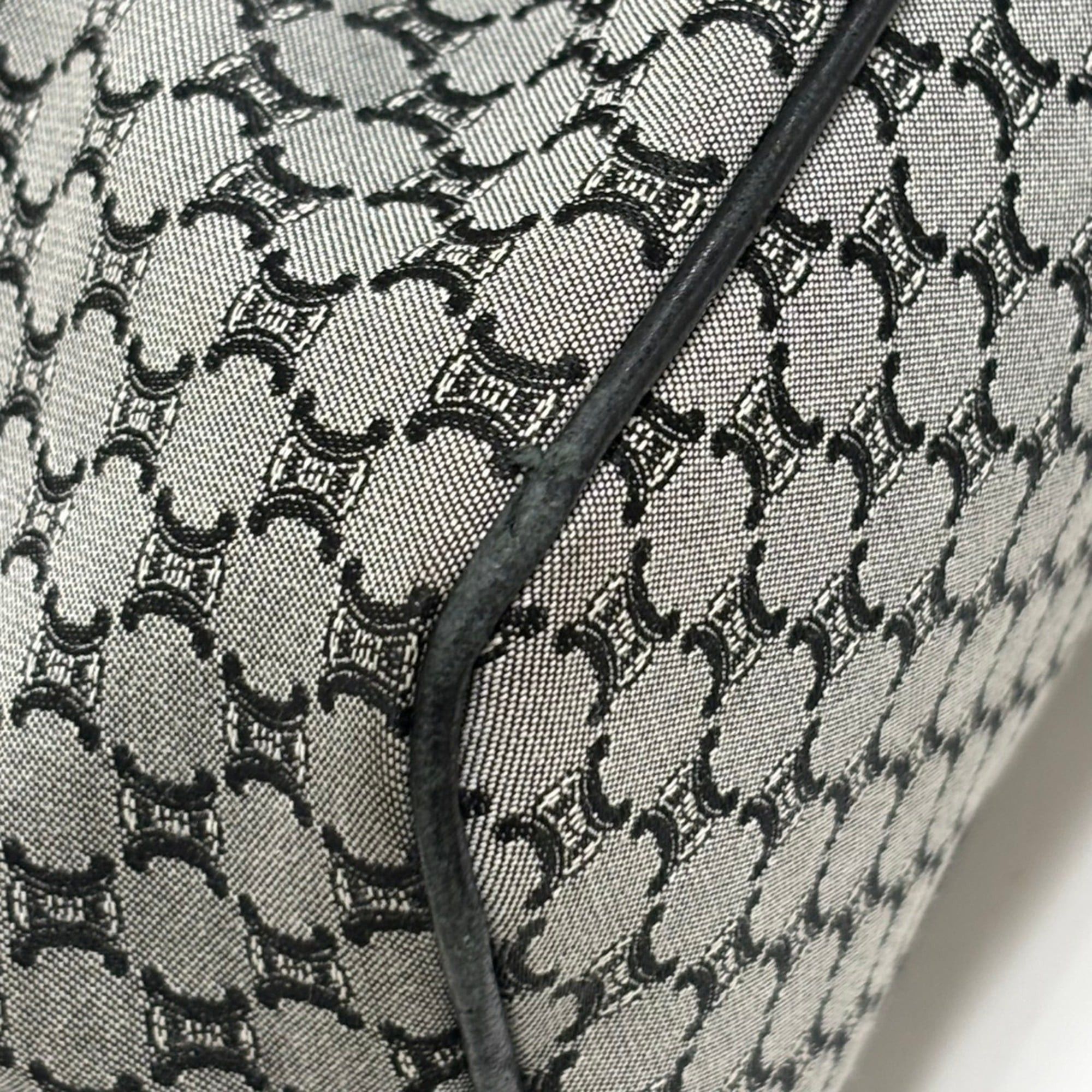 Celine Celine Macadam Canvas Leather Tote Bag, Gray/Black, Triomphe, Women's. Size ONE SIZE - 10 Thumbnail