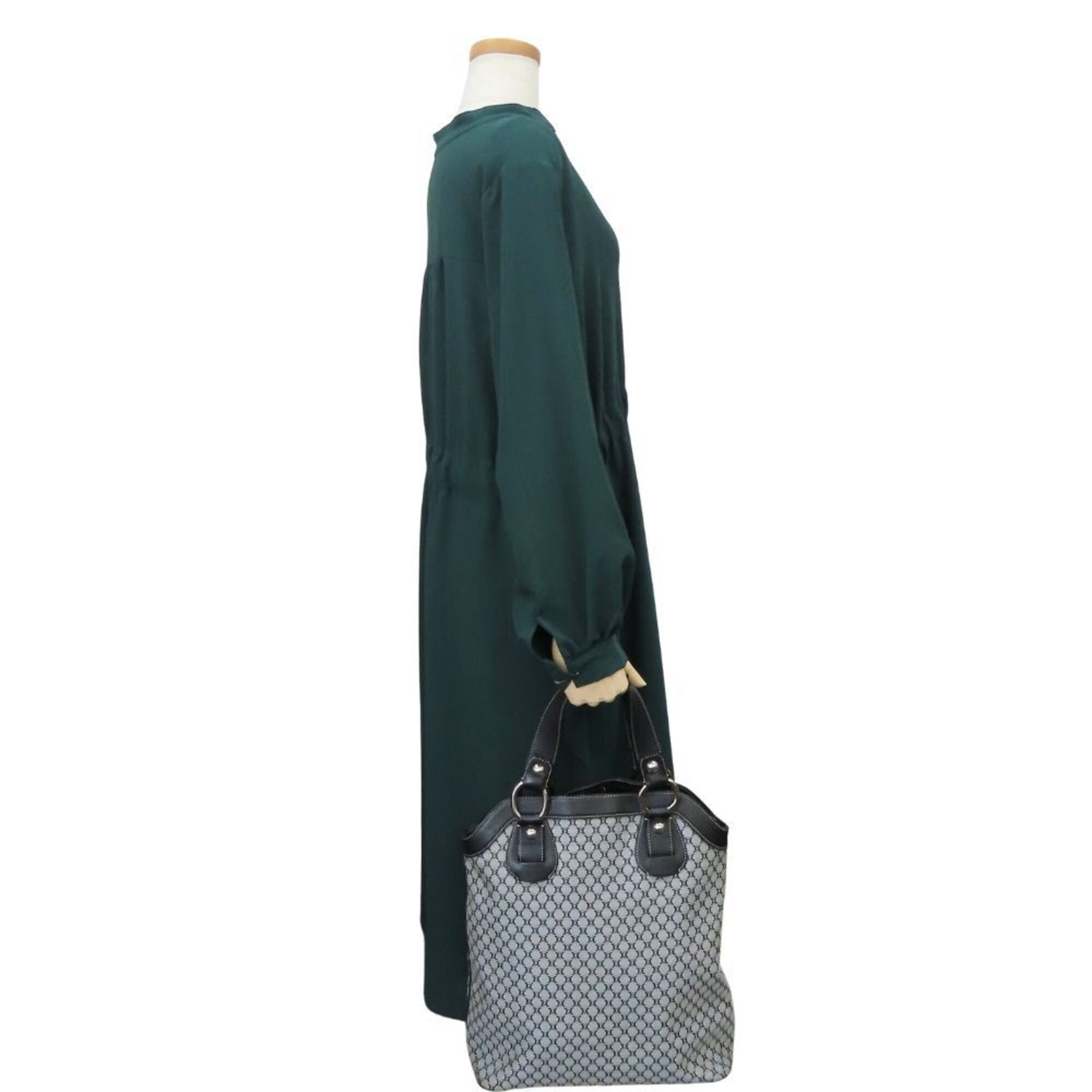 Celine Celine Macadam Canvas Leather Tote Bag, Gray/Black, Triomphe, Women's. Size ONE SIZE - 21 Thumbnail
